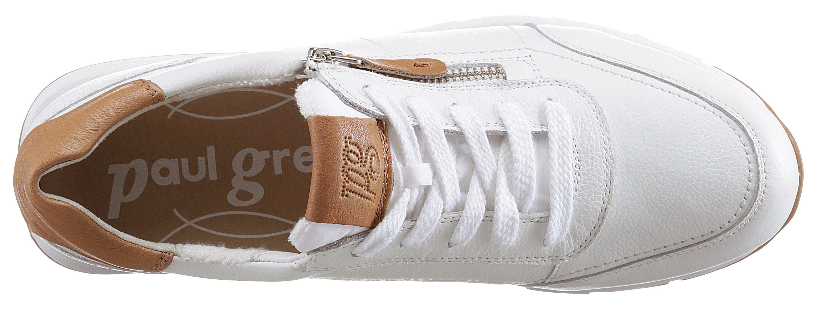 Paul Green Sneaker mit weiß-curryfarben dezenten Kontrast-Details