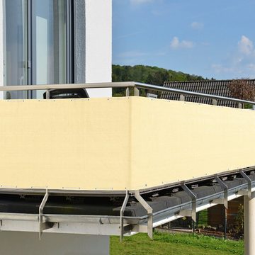 PRIMA GARDEN Balkonsichtschutz faltenfrei - UV-beständig - blickdicht (500x90cm creme)