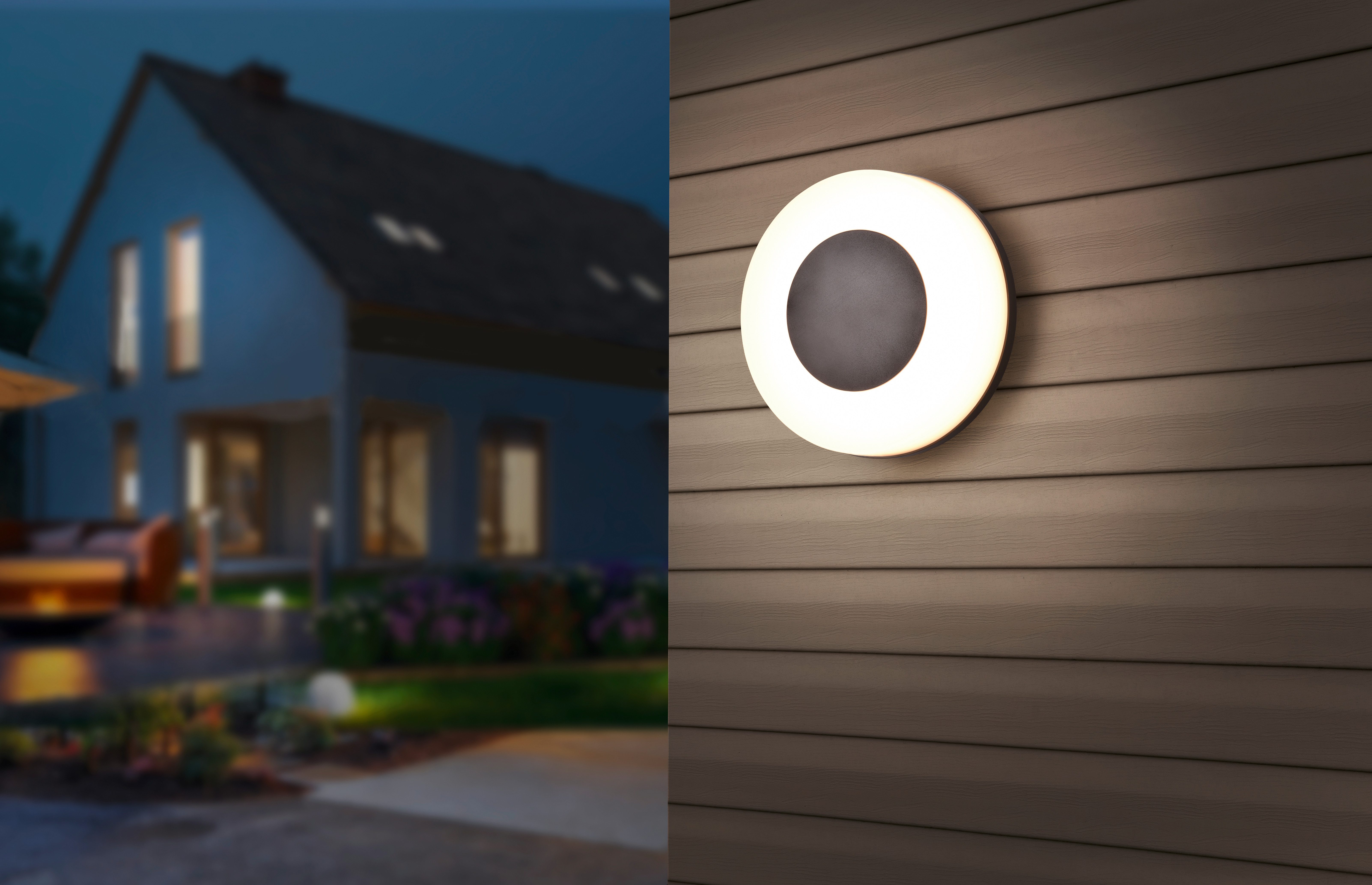 Reality Leuchten LED Außen-Wandleuchte MORENA, runde LED Wandlampe Deckenlampe Hauswand Fassade Garten IP54, LED fest integriert, warmweiß - kaltweiß, Lichtfarbe einstellbar warmweiß bis kaltweiß 2300/3000/4000K 1500Lumen