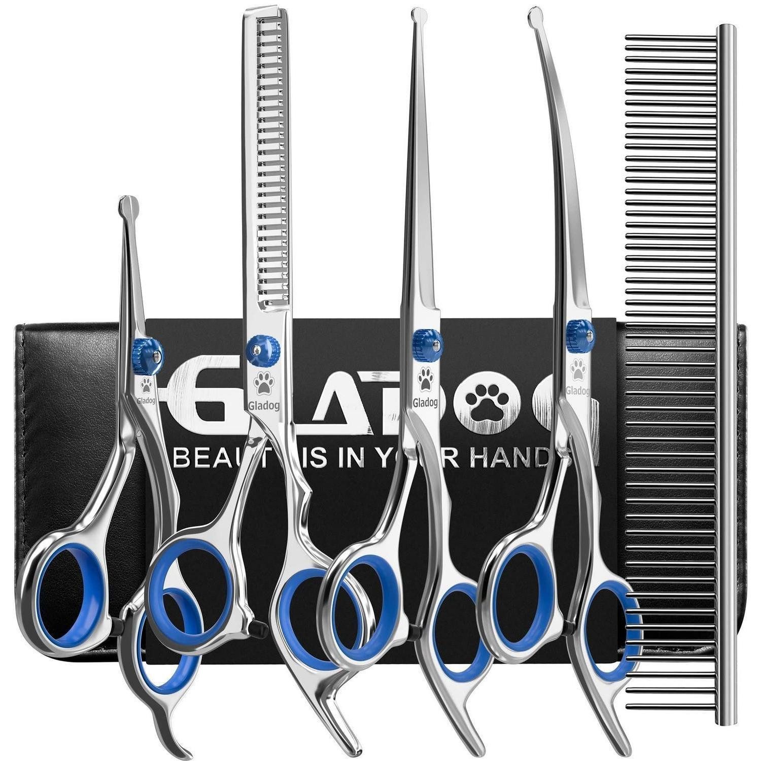 LuxusKollektion Scheren-Set Hundeschere Set Profi 6in1 Blau