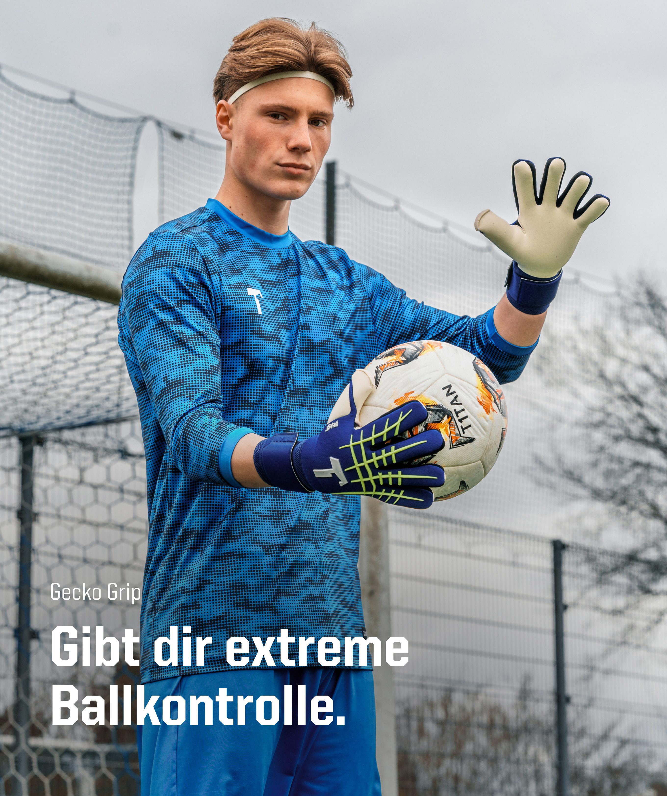 T1TAN Torwarthandschuhe Erwachsene, Blue BEAST, Größe 6-11