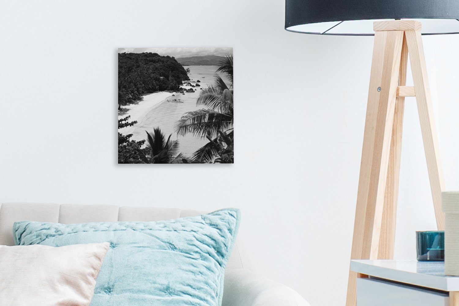 Insel Wohnzimmer Strände (1 auf Boracay der Leinwandbild für - weiß, und OneMillionCanvasses® und Schlafzimmer Natur St), weiße Bilder Grüne schwarz Leinwand