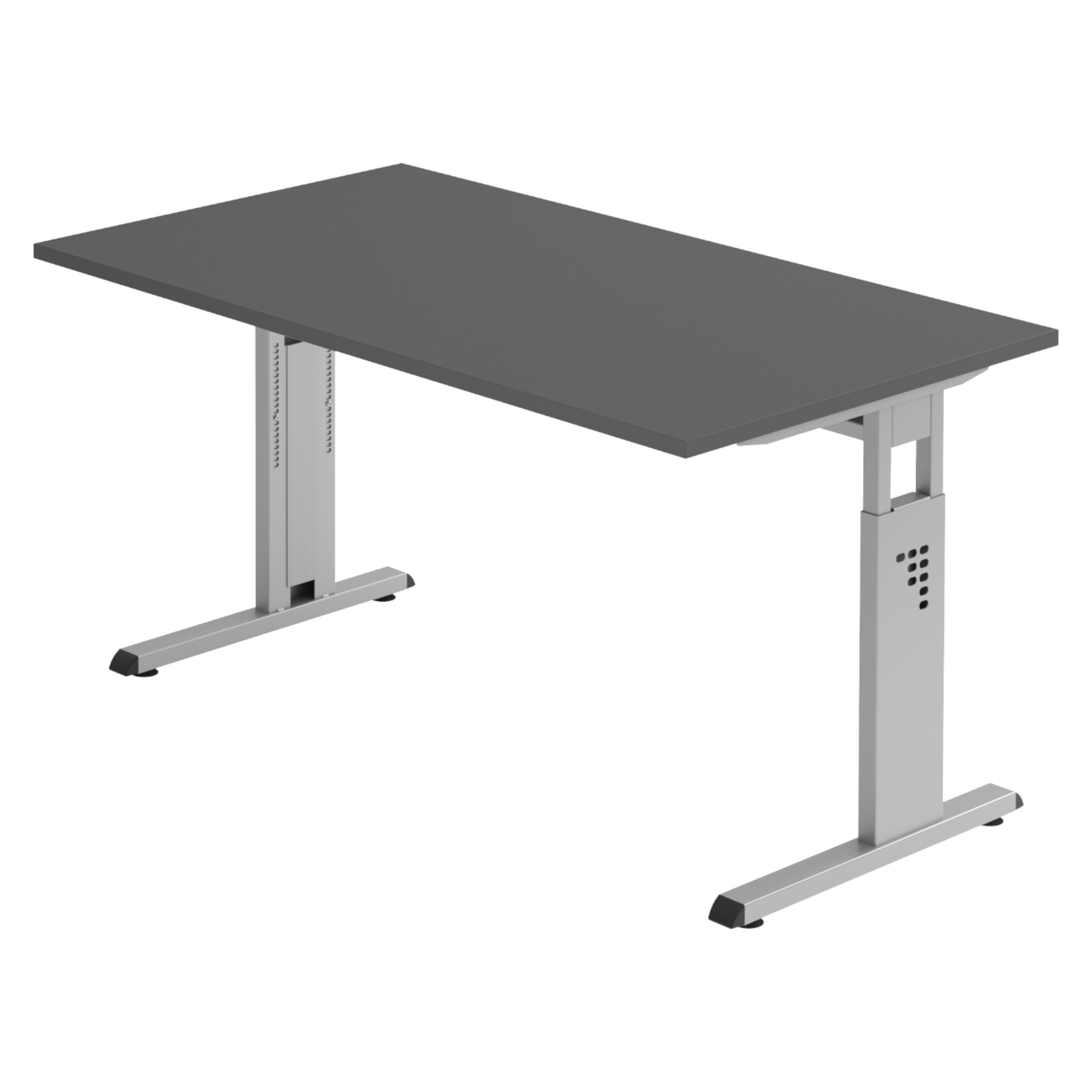 bümö Schreibtisch bümö Schreibtisch Serie-O, Rechteck: 140 x 80 cm - Dekor: Graphit - Gestell: Silber