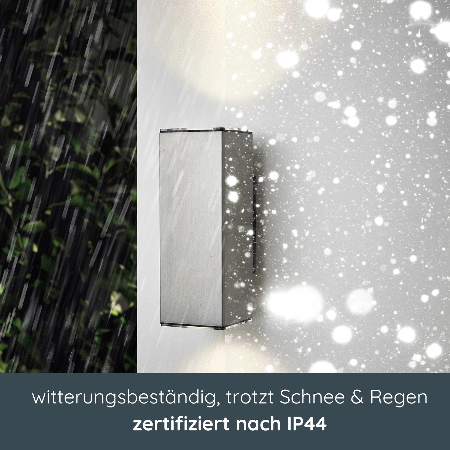 MeLiTec LED Wandleuchte LED Wand-Außenleuchte eckig 146 Edelstahl matt, Warmweiß, Up & Down-Leuchte, Edelstahl, Wandlampe eckig, Indoor Outdoor, IP44