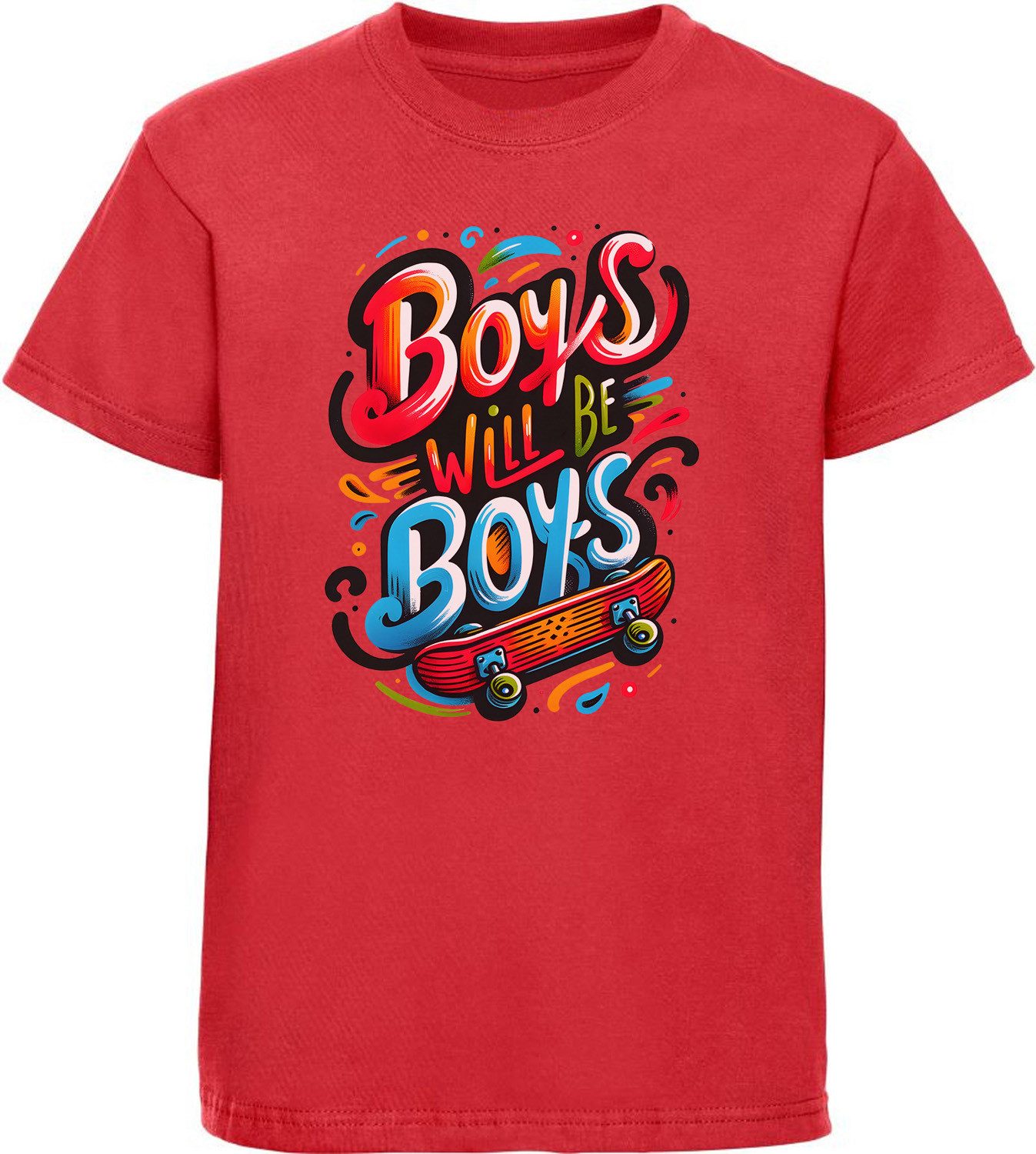 T-Shirt Kinder Print Shirt Skateboard mit Boys will be Boys