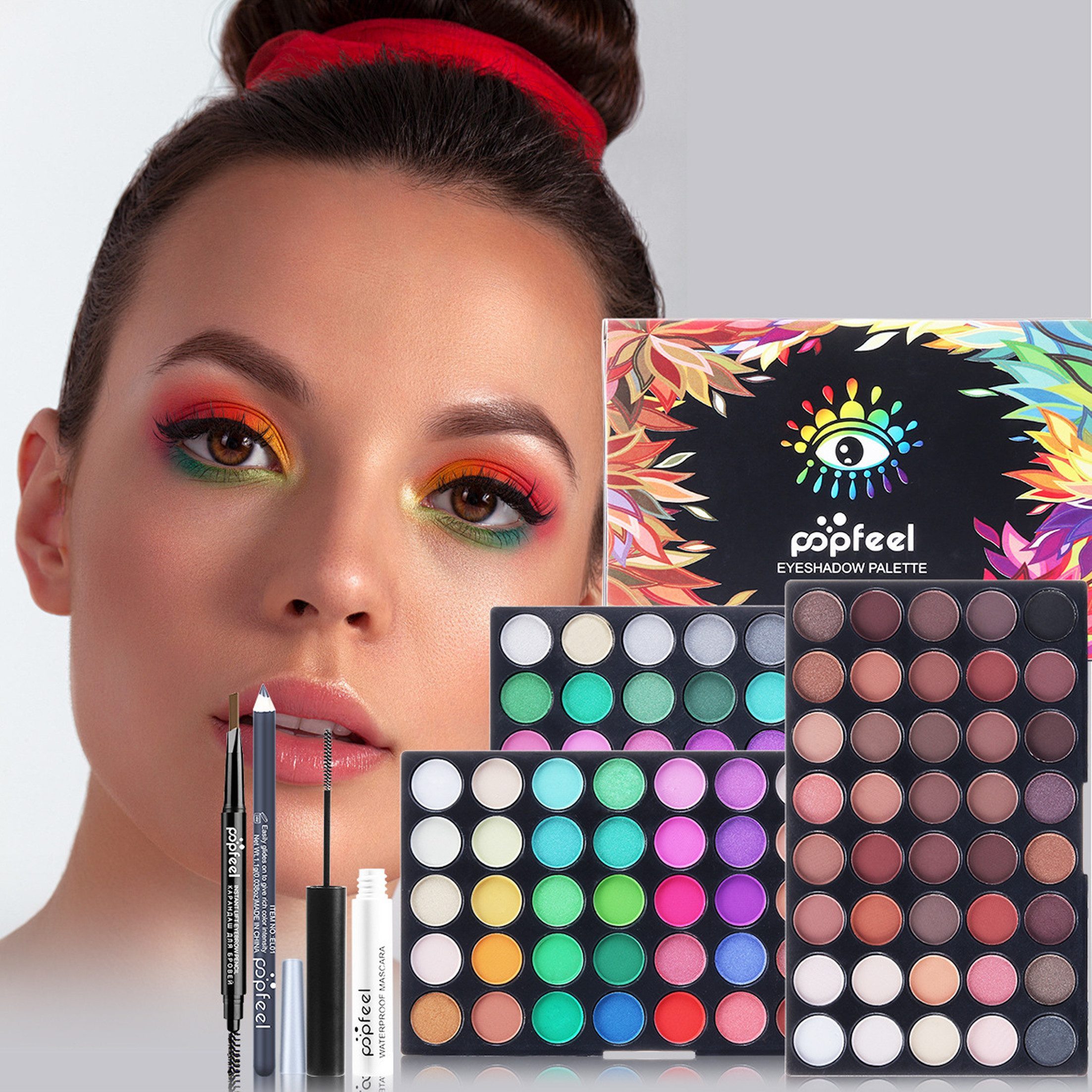 KINSI Make-up Set Make-up Set - All-in-One Makeup Kit inkl.Lidschatten Palette, Foundation,Mascara & Pinsel - Geschenk für Frauen & Anfänger