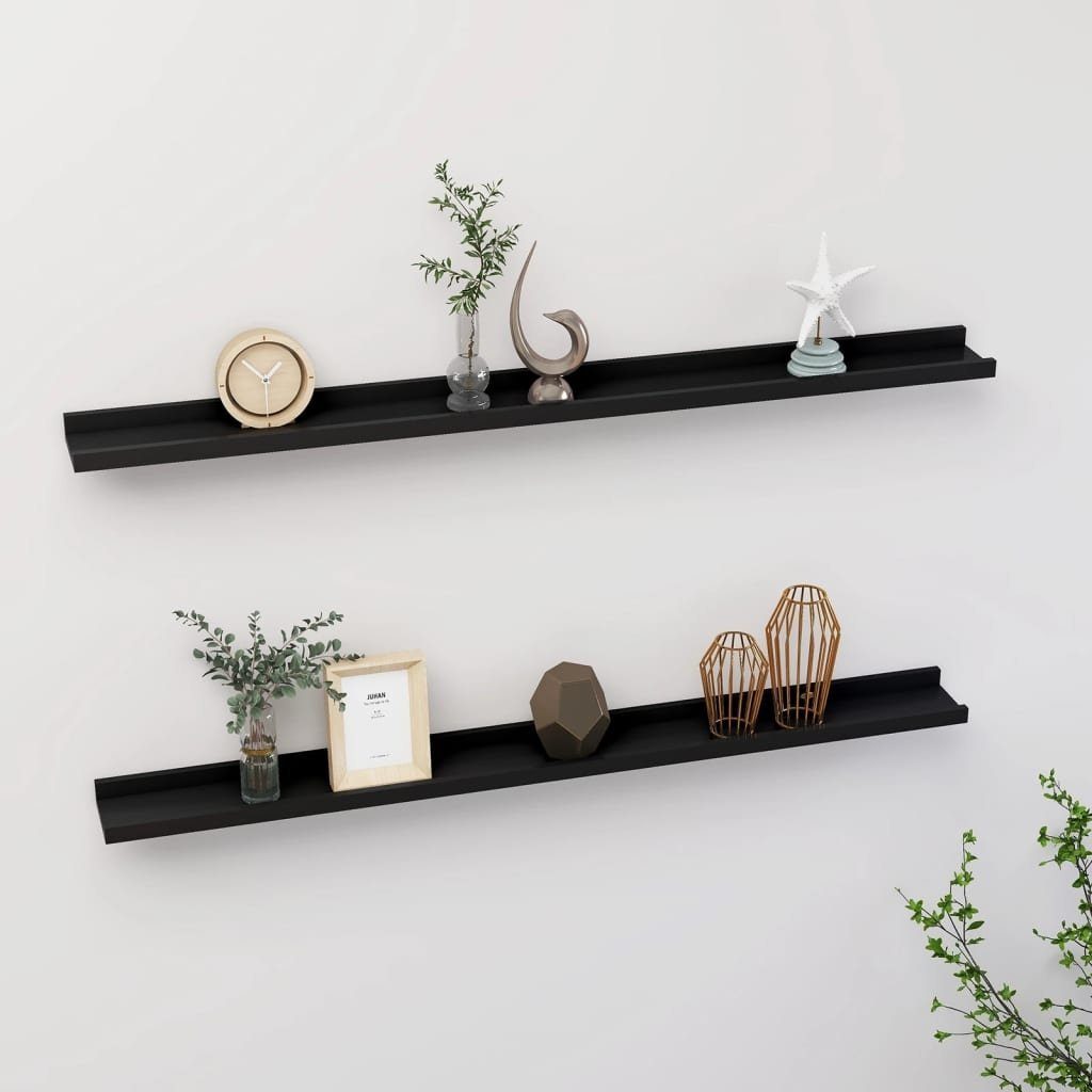 vidaXL Wandboard aus MDF in Schwarz. Abmessungen (LxBxH) 9x100x3 cm, 2er-Set