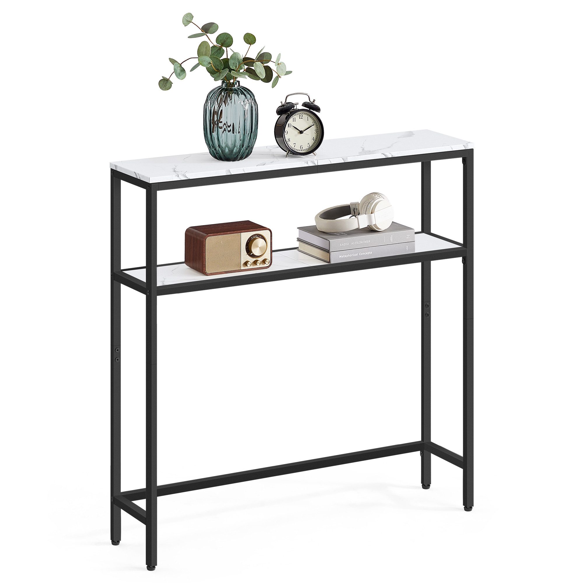 VASAGLE Konsolentisch, Konsolentisch, schmaler Sofatisch mit 2 Ablagen, 20 x 100 x 80 cm