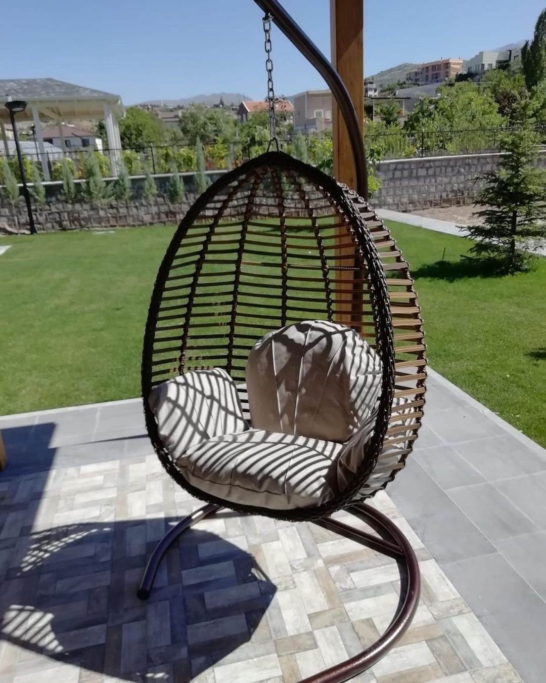 Hängekorb 120 Gestell Capri braun Gümbet Capri Swing Garten Hängesessel Hängesessel Rattan mit Kg