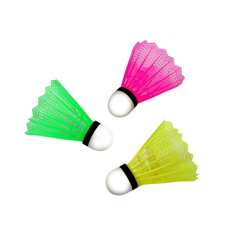 LEAN TOYS Federball Badmintonbälle Spielbälle Freizeitsport (Spar-Set, 3-St., 8 x 6 x 6 cm bunt), 3er-Set, bunt, CE-geprüft, ab 3 Jahren