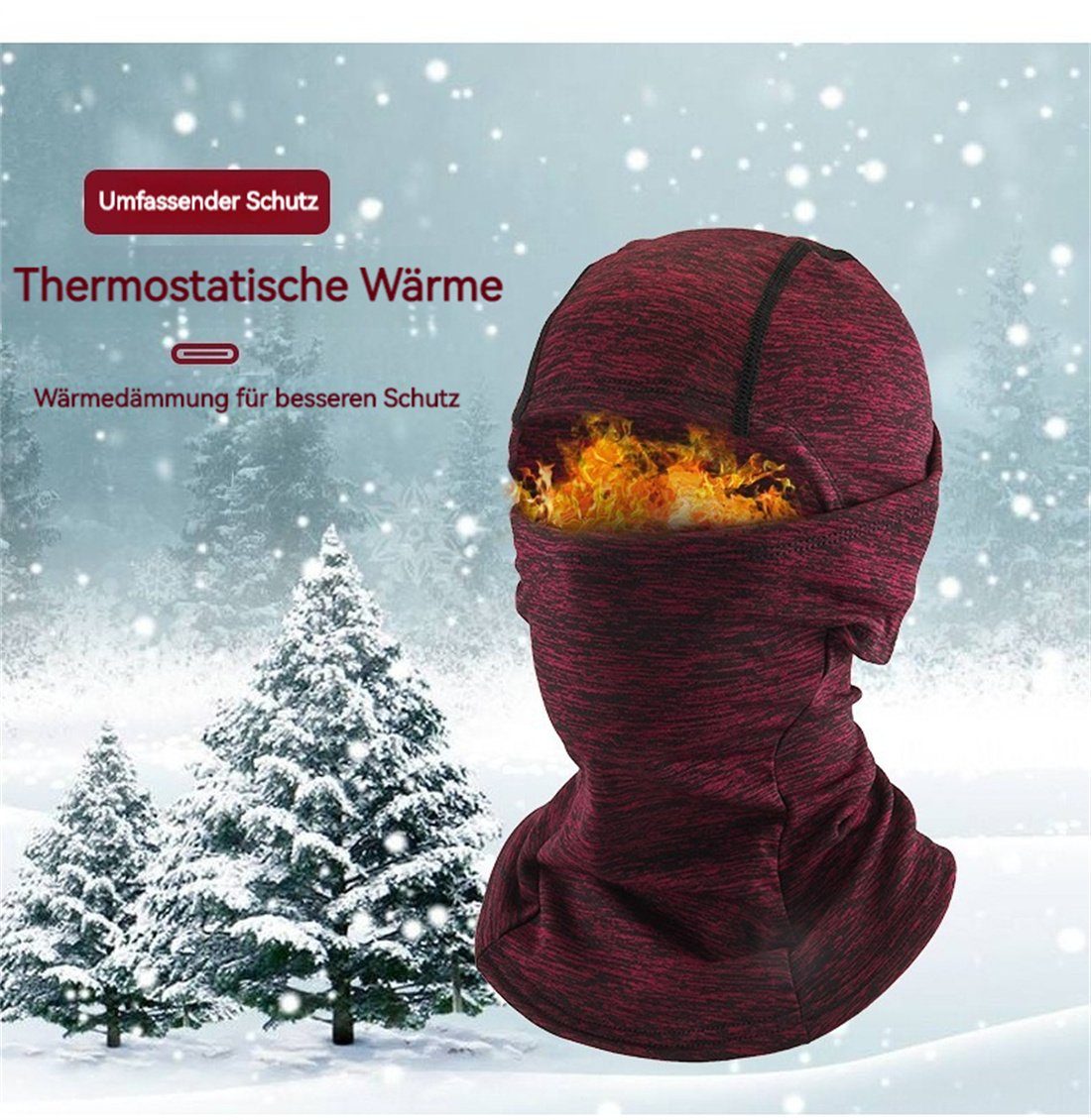 Sturmhaube warme DÖRÖY Winter Kopfbedeckung, Maske, Radfahren unisex kalte Ski Rot