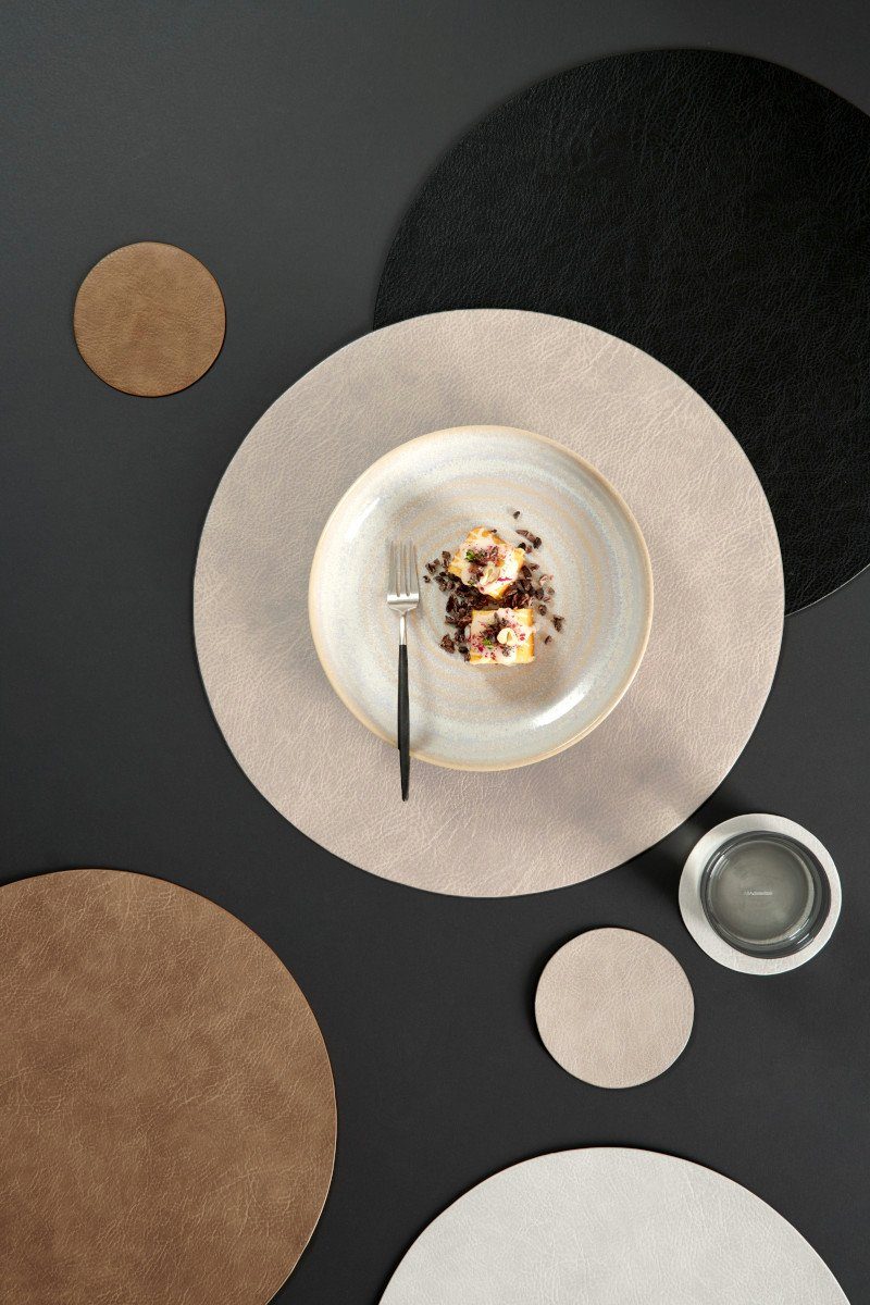 ASA SELECTION Platzset Tischset vegan leather black 38cm, Tischwäsche