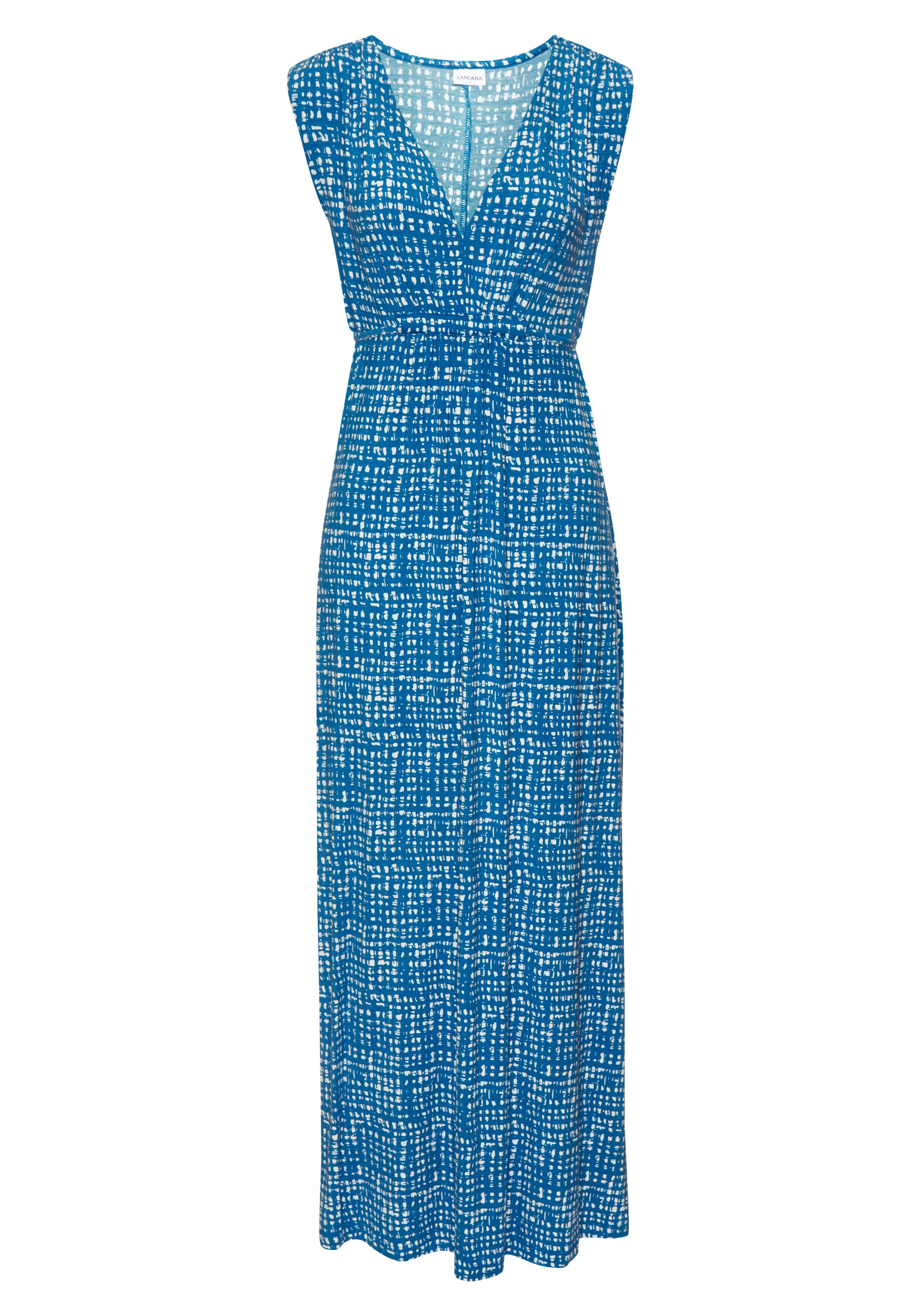 LASCANA Maxikleid mit Alloverdruck und Tunnelzug unter der Brust langes Sommerkleid, Druckkleid, ärmelloses Jerseykleid. Reduzierter Preis € 59,99. Unverbindliche Preisempfehlung € 79,99