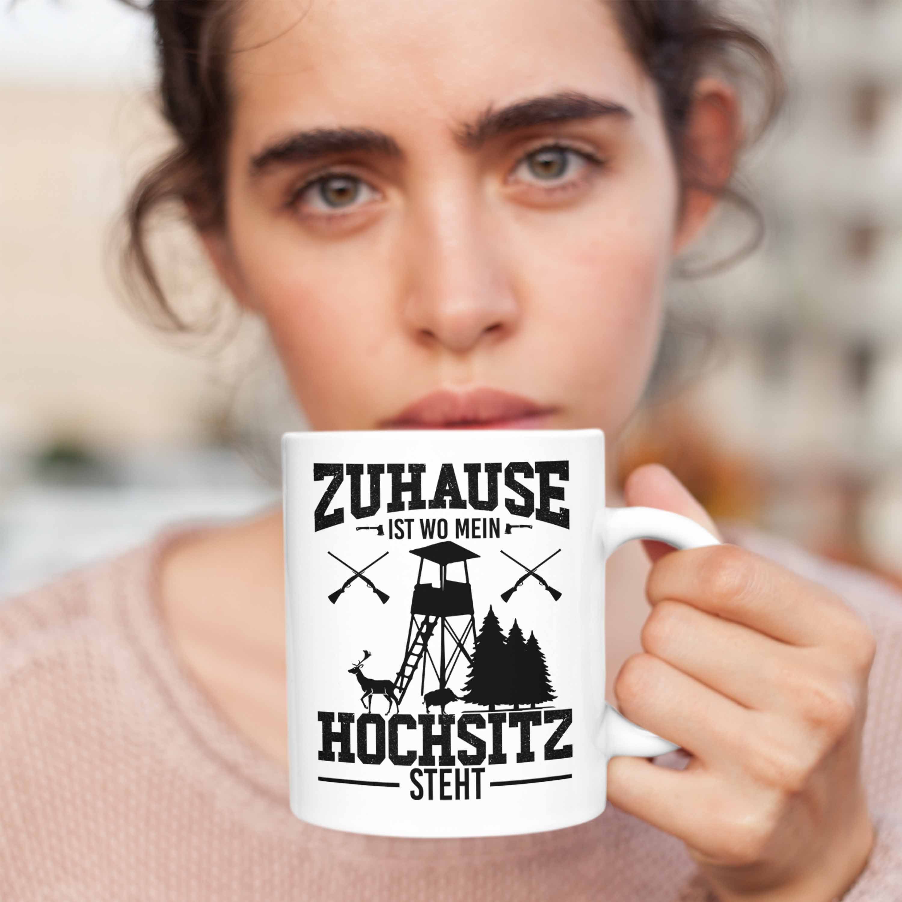 Tasse Steht Vatertag Geschenke Jäger Weiss Zuhause Wo - Tasse Ist für Hochsitz Vater Mein Männer Trendation Geschenkidee Trendation