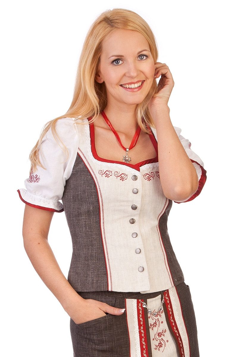 Spieth & Wensky Trachtenbluse Trachtenmieder - PEKING - braun