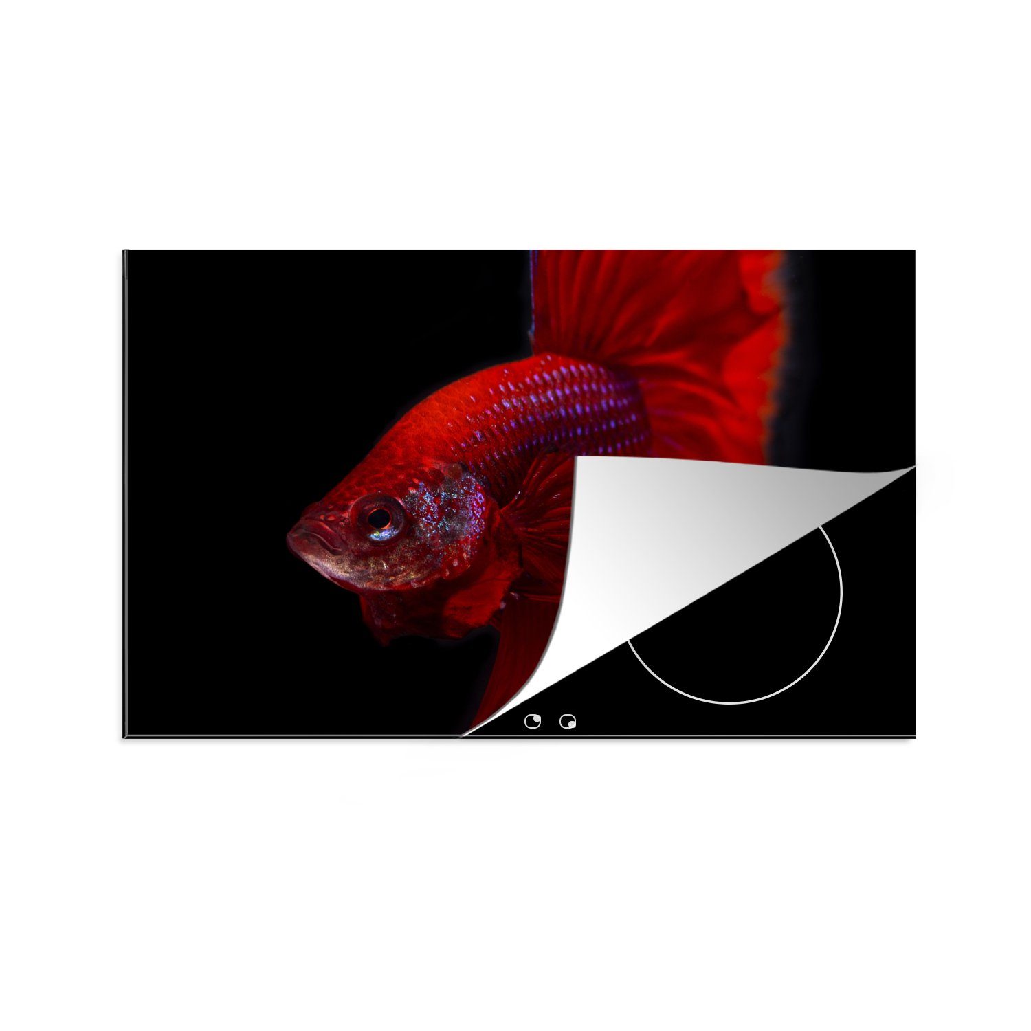 MuchoWow Herdblende-/Abdeckplatte Fische - Tiere - Rot, Vinyl, (1 tlg), 81x52 cm, Induktionskochfeld Schutz für die küche, Ceranfeldabdeckung