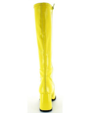 Das Kostümland Gogo Damen Retro Lackstiefel mit schmalem Schaft, Stiefel