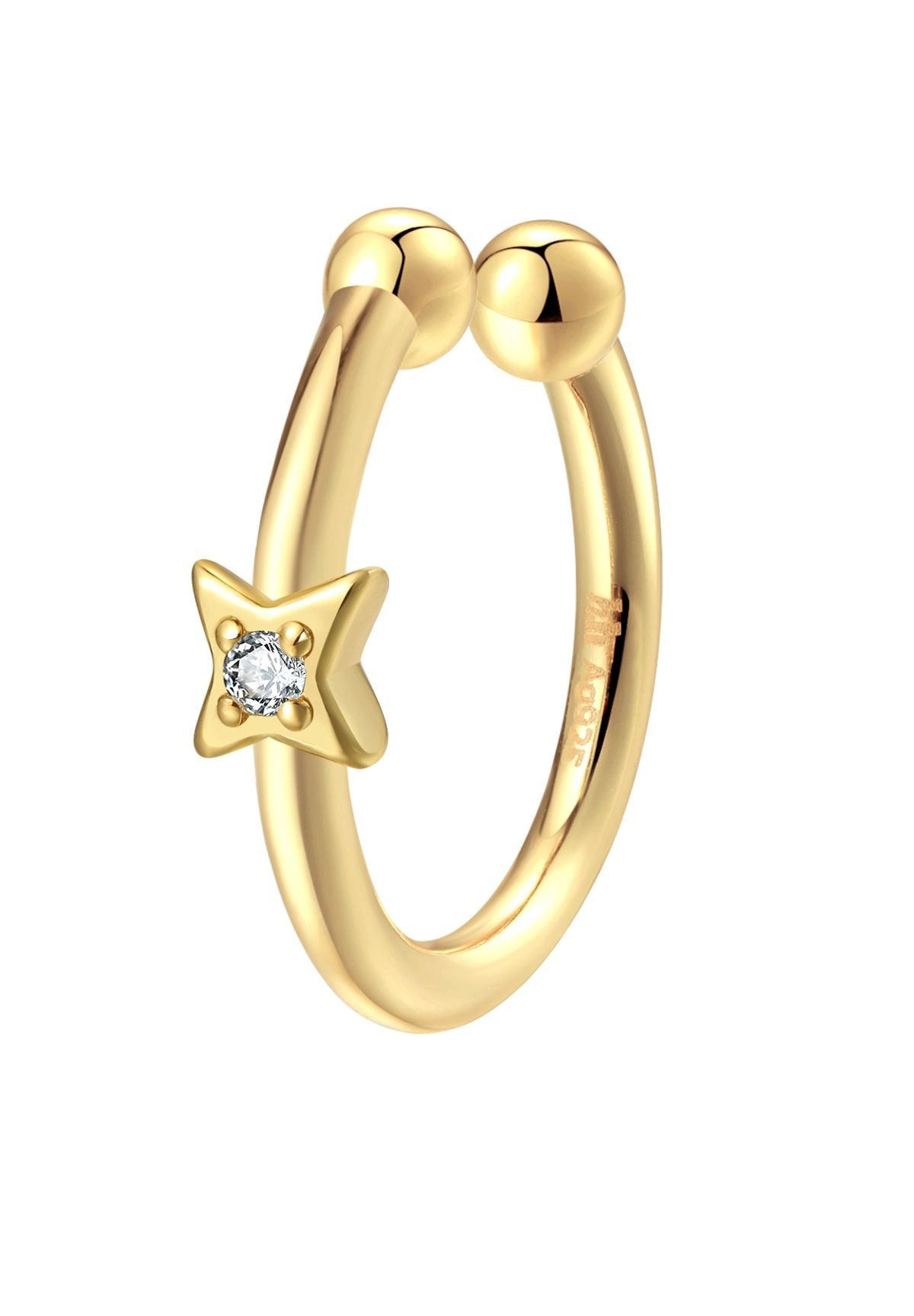 Hey Happiness Ohrklemme Mond, Stern Ear Cuff, mit Zirkonia, Ohrring ohne Loch, Ohr-Cuff mit Stern / Mond aus 925 Silber