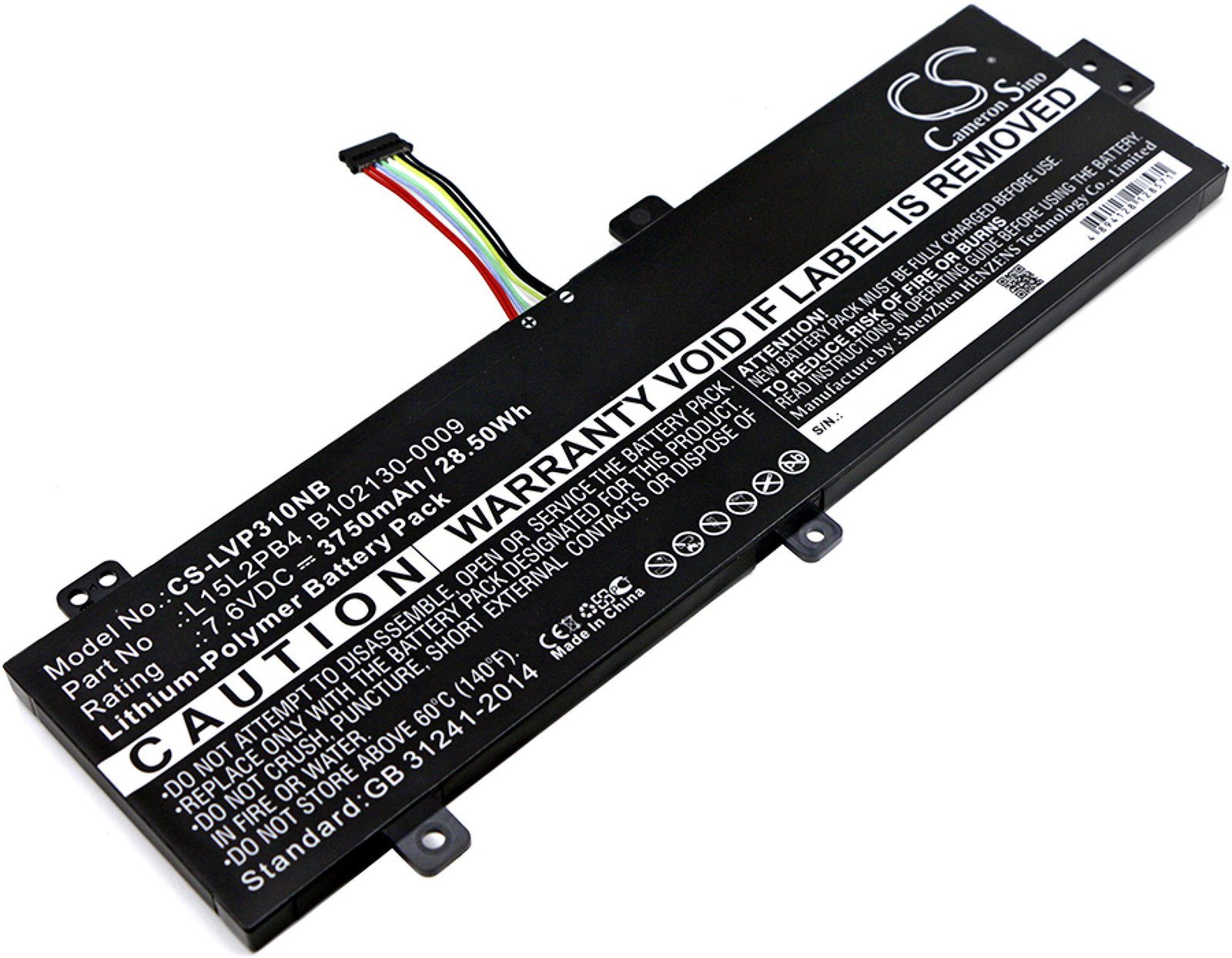 Hochstufung Powery Akku für Lenovo Laptop-Akku mAh Typ L15L2PB4 3750 (7.6 V)