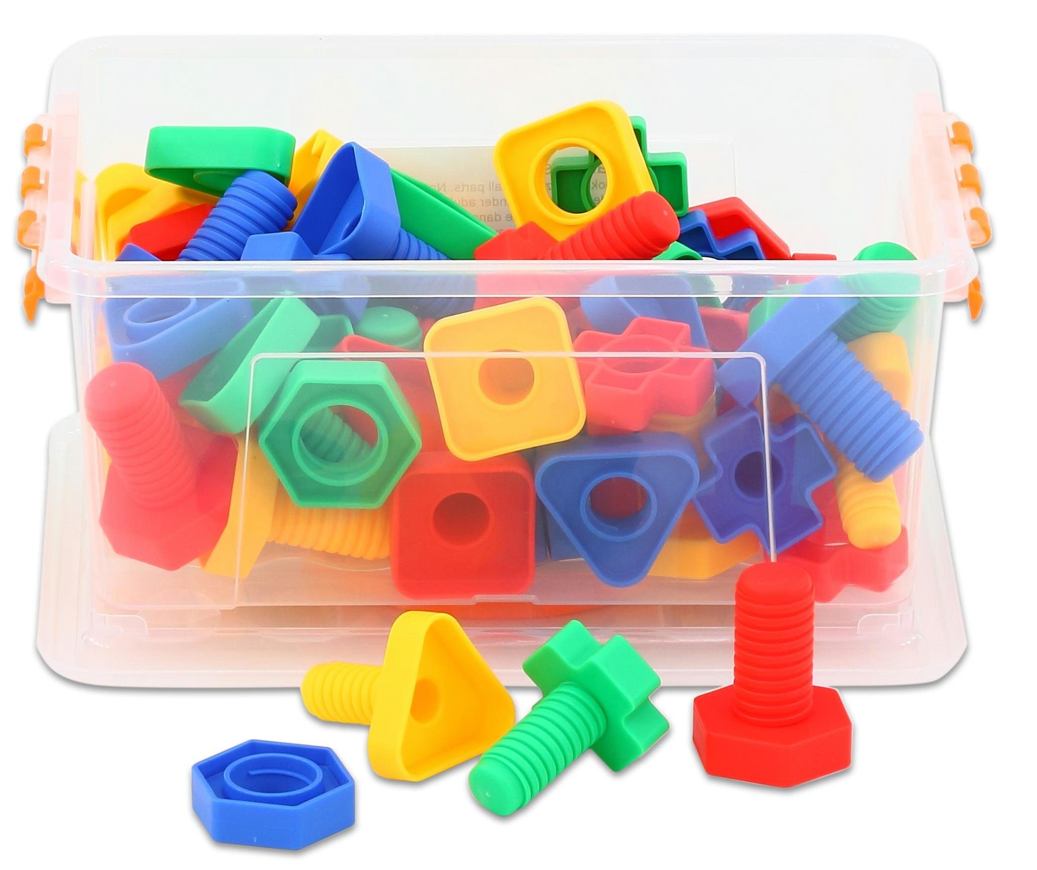 Steck-Spiel Steckspielzeug Buntes (64-tlg) Schrauben-Spiel Kinder-Spielzeug Betzold Werkzeug,