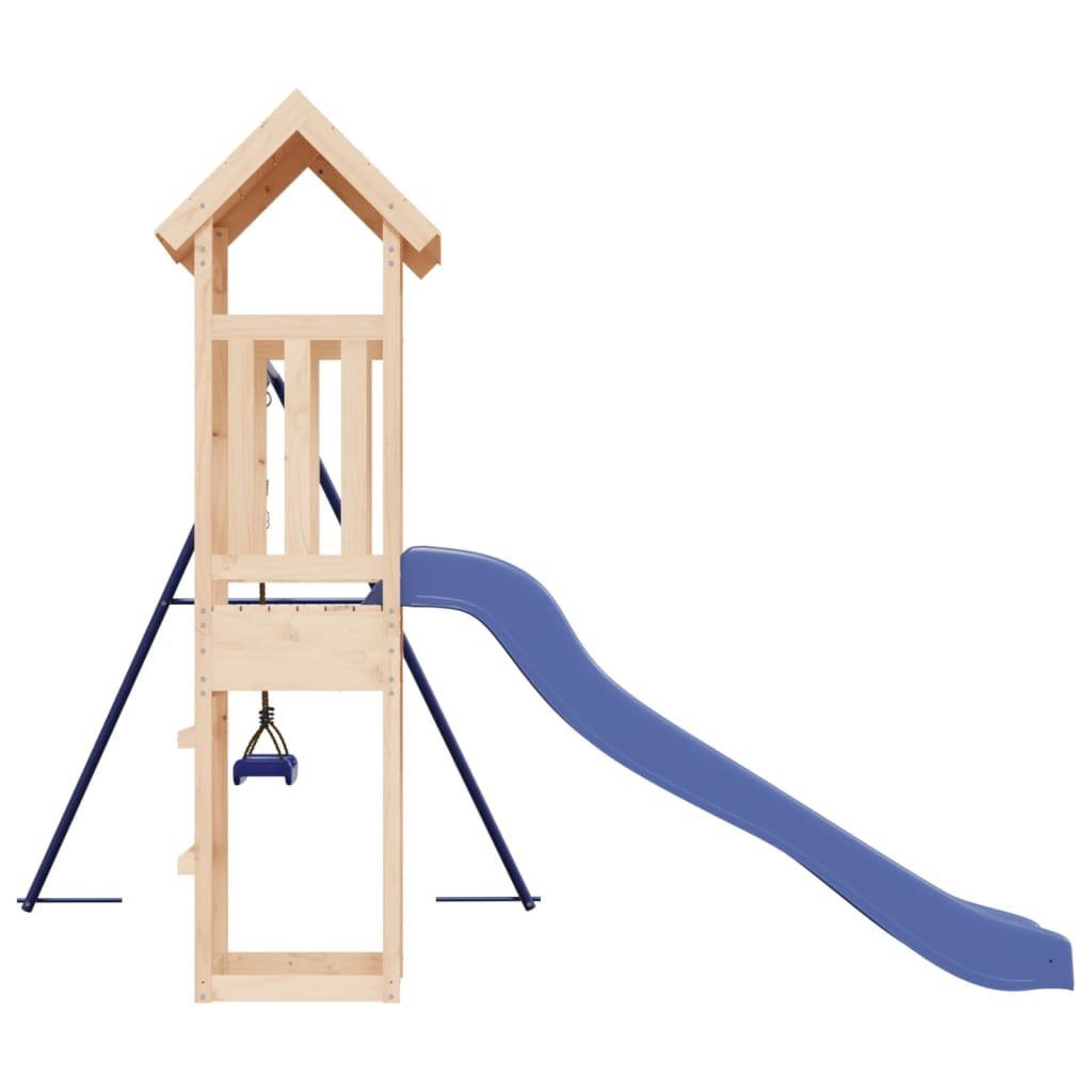 Schaukel Massivholz Kletterturm Kinde und Kiefer Spielhaus Spielturm mit Rutsche vidaXL