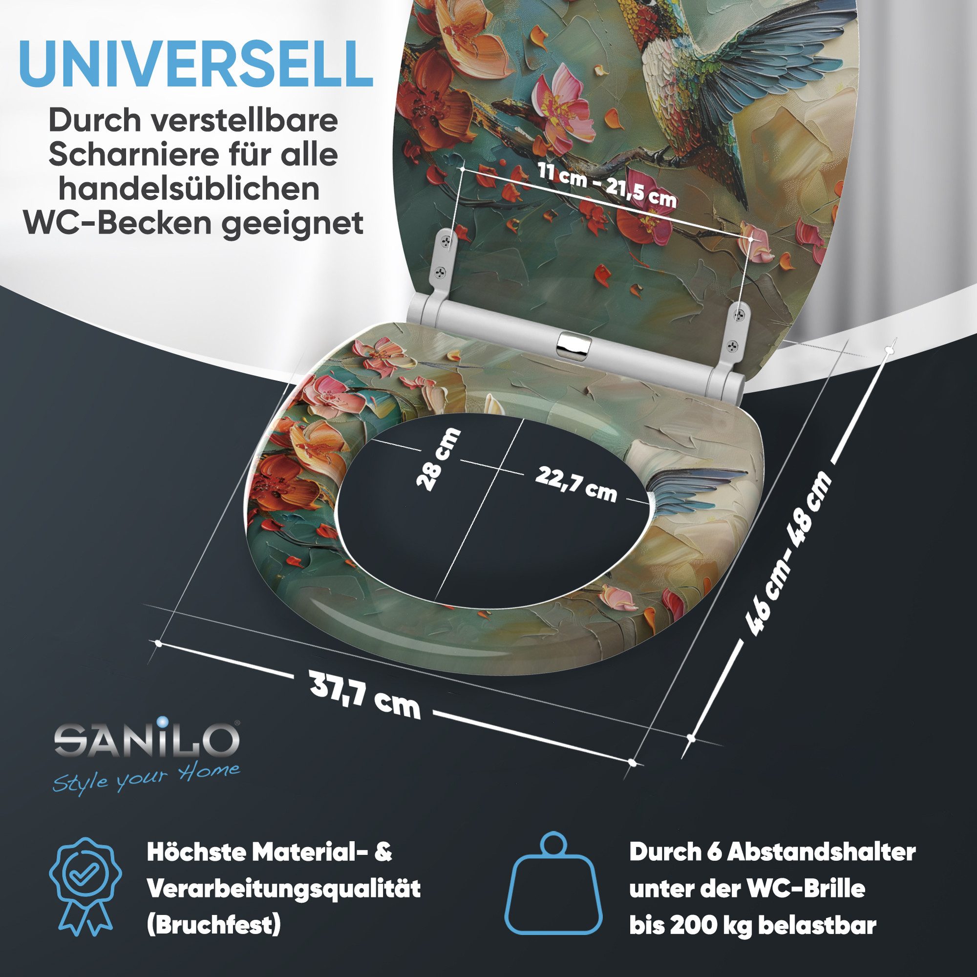 Sanilo WC-Sitz mit Absenkautomatik & Top Fix in vielen Designs, hochwertig, abnehmbar, leichte Montage von oben, mit Schraubenzieher – Bild 4 von 5