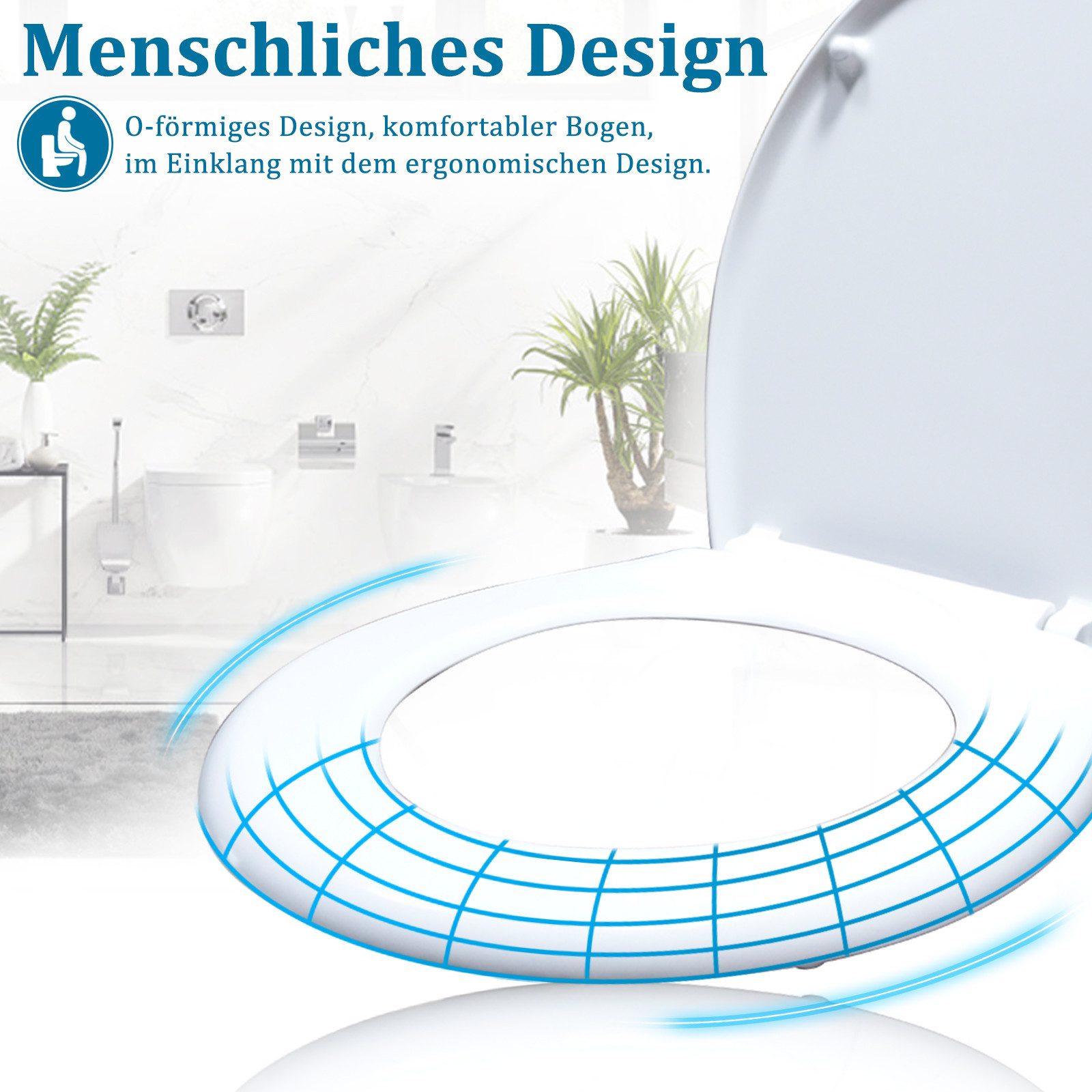 FIVMEN WC-Sitz Toilettendeckel Absenkautomatik Klobrille mit Softclose Toilettensitz (aus Hartplastik Klodeckel aus Duroplast Universal Größe) – Bild 4 von 5