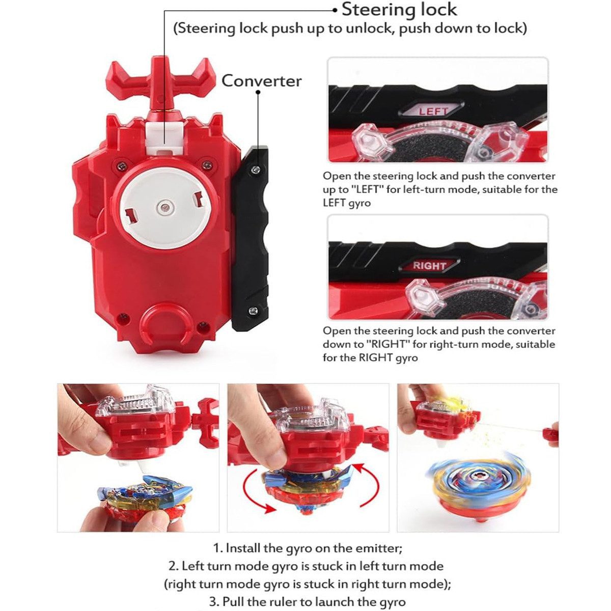 AURIVION Kreisel Launcher Spielzeug Drehkreisel ABS Material (Set, 19-tlg., Kreisel Speed-Kreisel 19 Stück), dauerhaft Aufbewahrungsbox für einfache Organisation