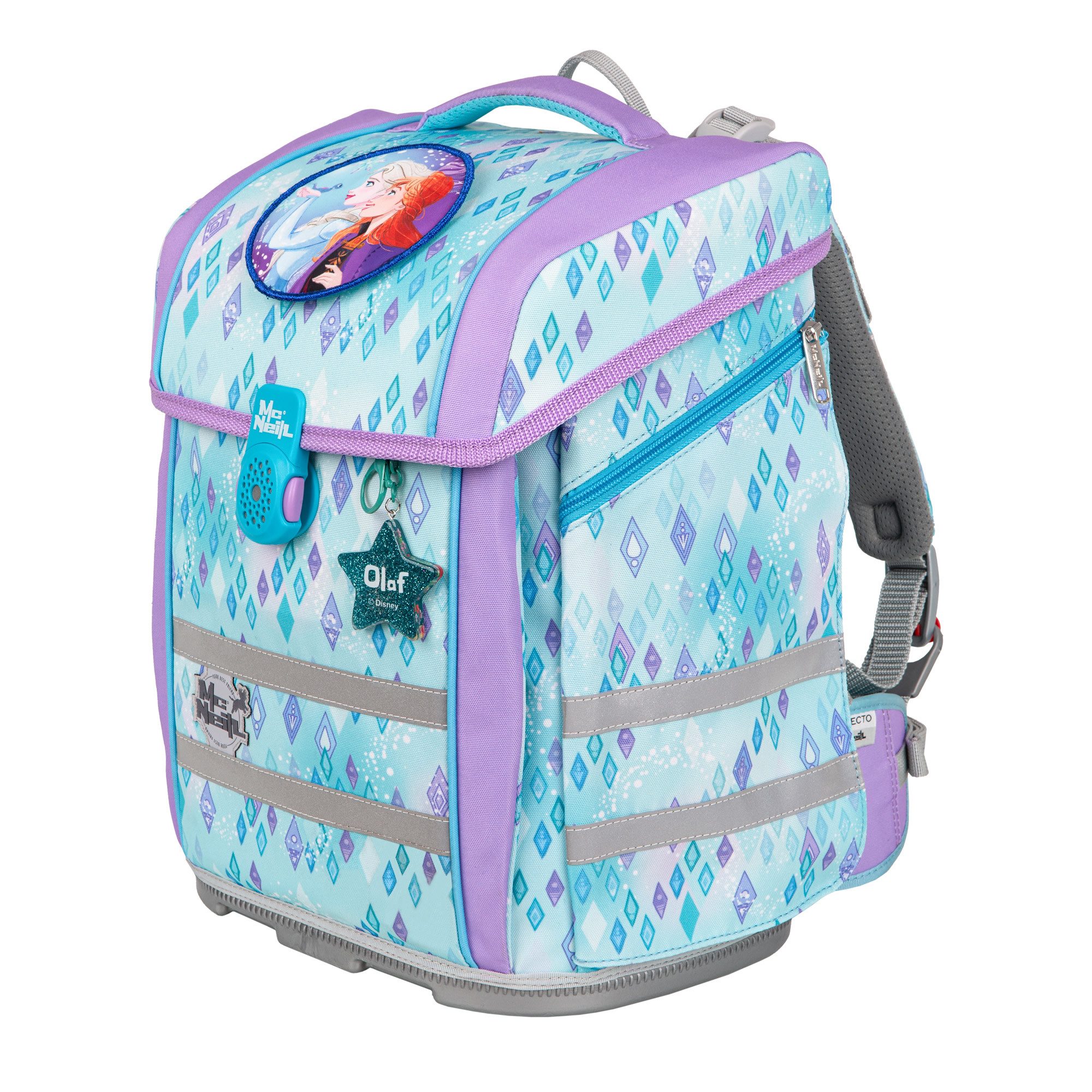 McNeill Schulranzen Perfecto Frozen 5tlg. Disney Schulranzen ergonomisch ClickFlex (Spar-Set, Federmappen befüllt, Schlampermappe, Sportbeutel, Magnet & Anhänger), ClickFlex Rückensystem, mitwachsend, ergonomisch