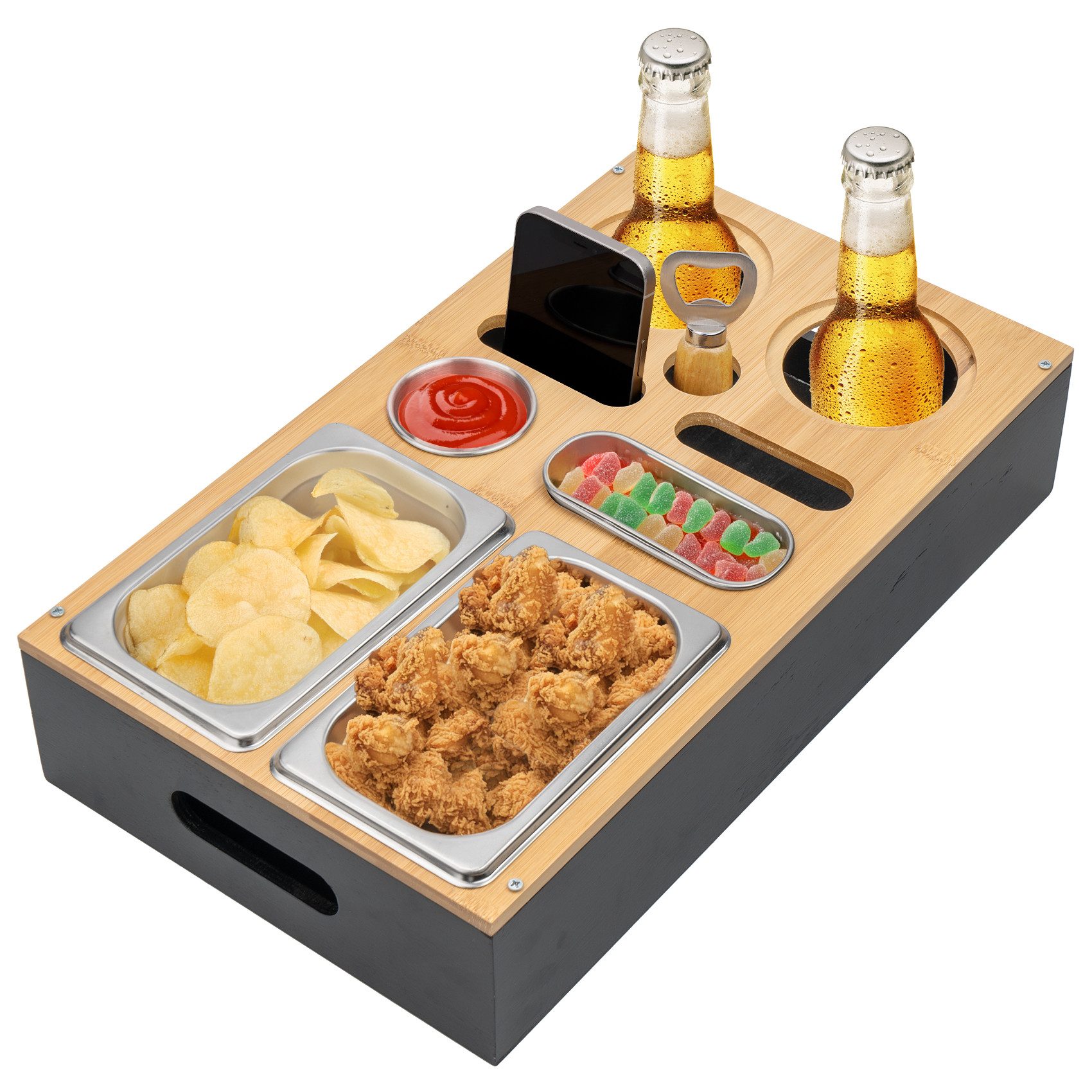 ElitVita Tabletttisch Couchbar Sofatablett Snackbox, mit Snackschalen Sauce günstig online kaufen