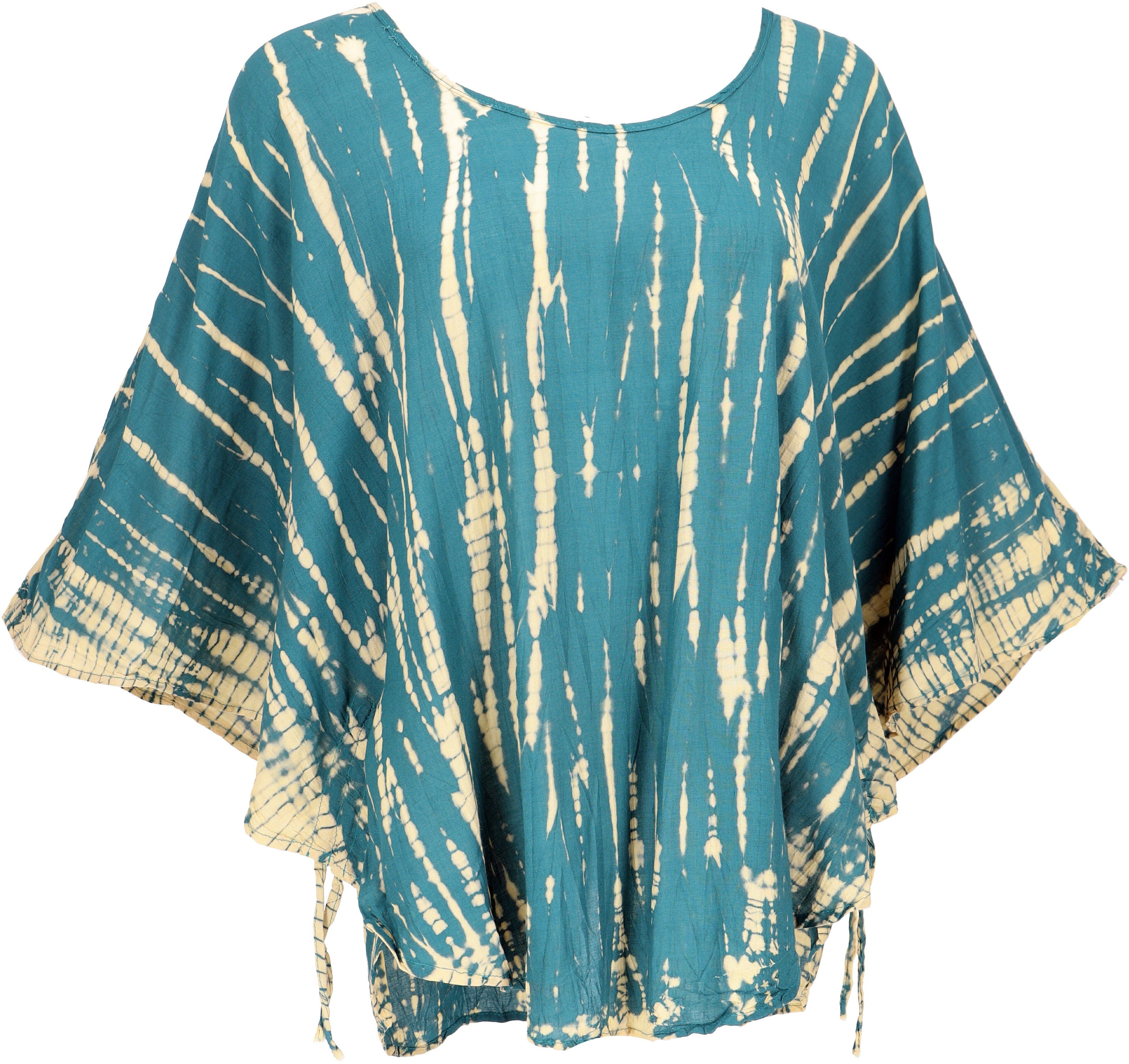 GURU SHOP Kurze Bluse Im Hippie-Stil – Mit Stickerei, Grün, Größe 42, Aus 100% Viskose