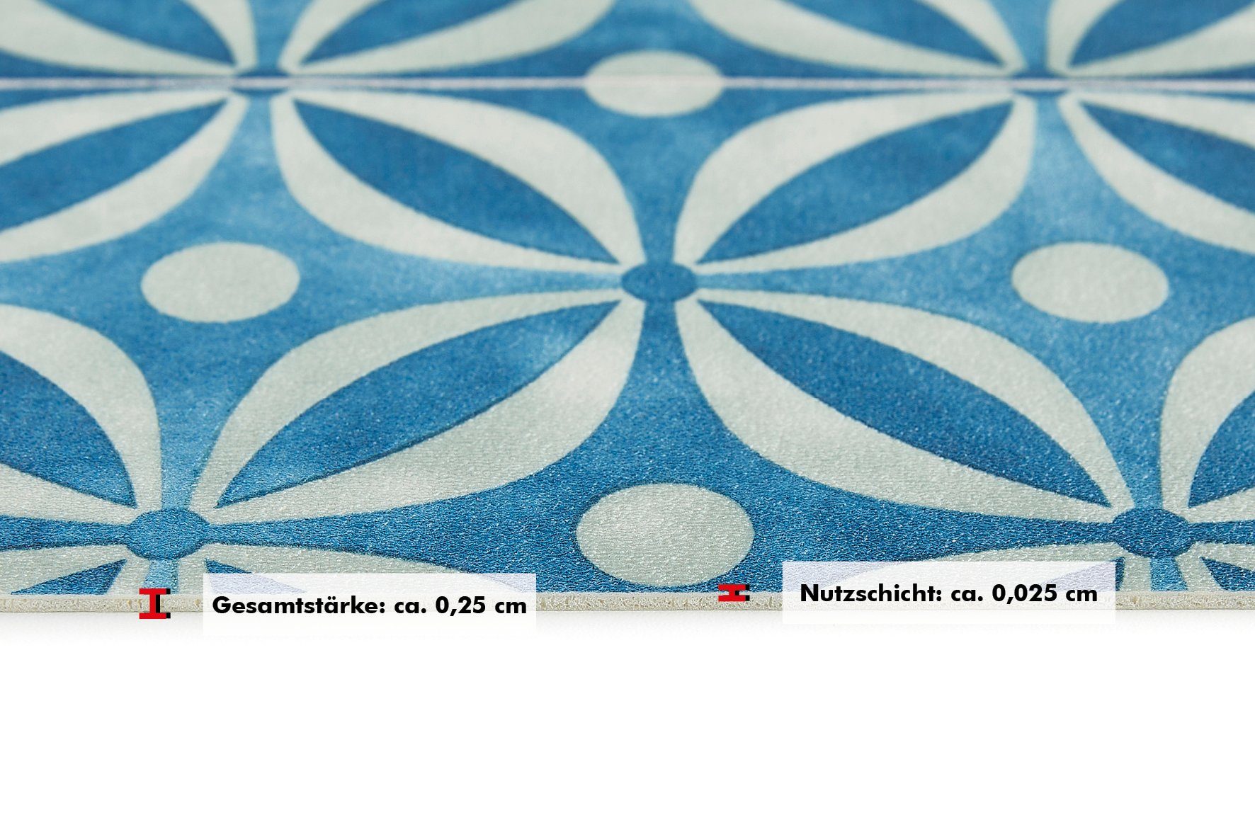 PVC Vinylboden türkis-blau oder Granitoptik, Mosaik- cm und Stärke 200 Andiamo mm cm, Fliesenoptik Breite Meterware 400 2,5 Bodenbelag