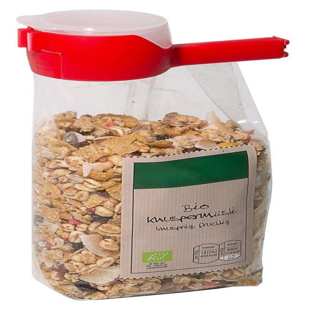 Contacto Verschlussklammer Contacto Beutelklammer rot mit verschließbarer Schütte