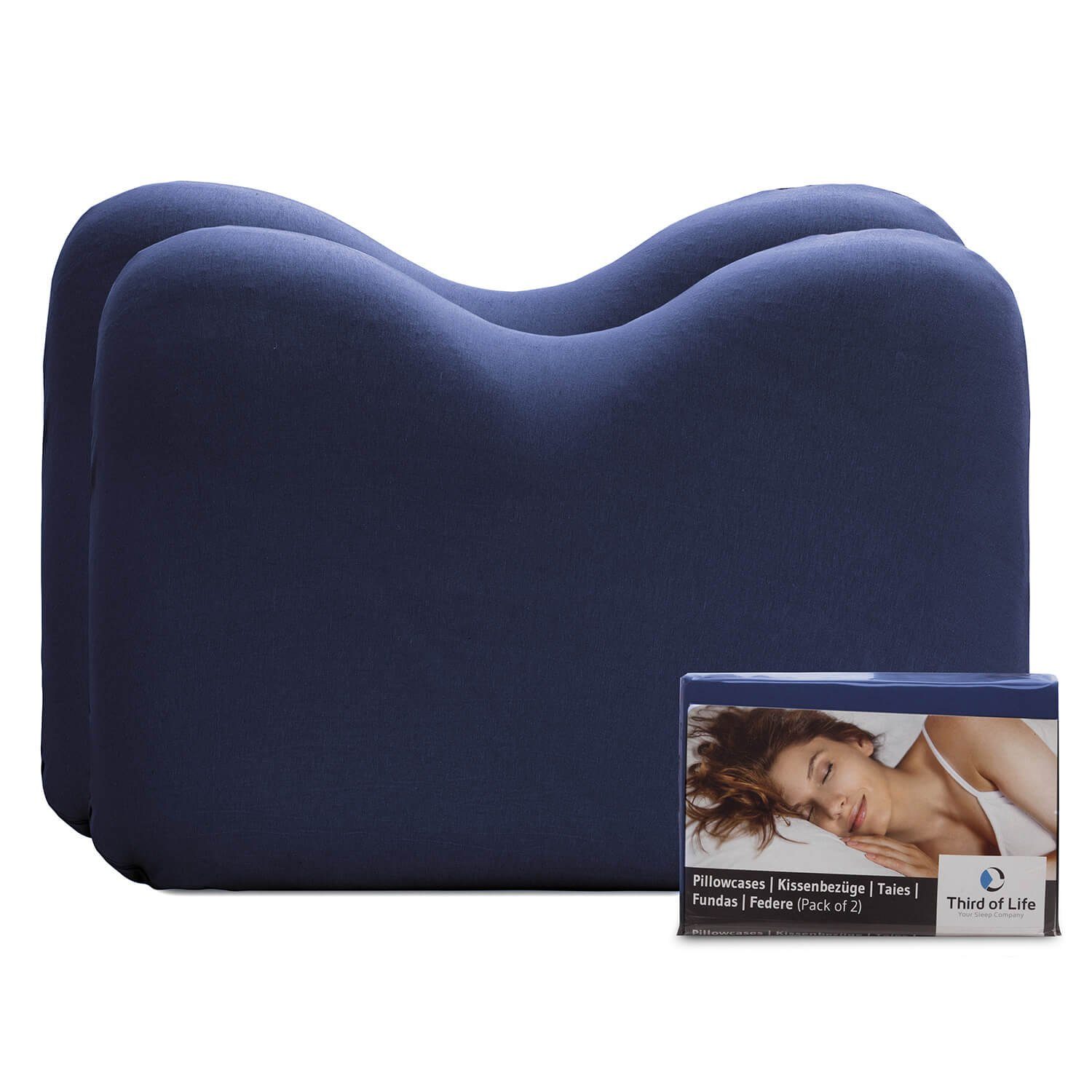 Seitenschläferkissenbezug NuMOON/maBELLA Baumwoll-Kissenbezug Einzelpack, Third of Life Nachtblau