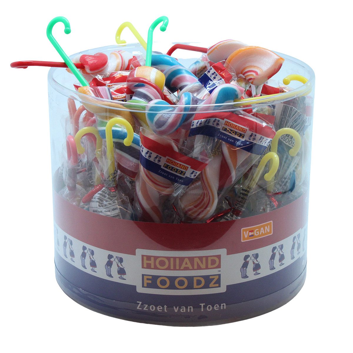 Holland Foodz Süßigkeit, Holland Foodz Twistzzz Lutscher bunte Regenbogenstöcke 50 Stück