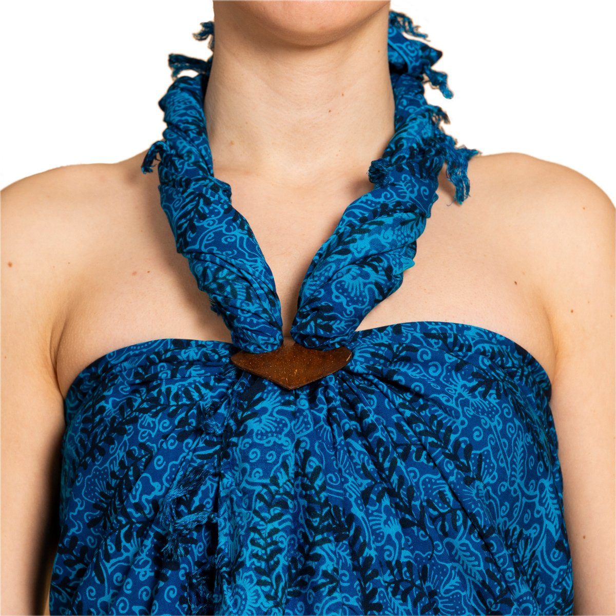 PANASIAM Wachsbatik B108 Strandkleid Pareo Blautöne Cover-up tones blue Schultertuch Viskose Strand aus hochwertiger Halstuch Bikini Tuch den Strandtuch, für Sarong