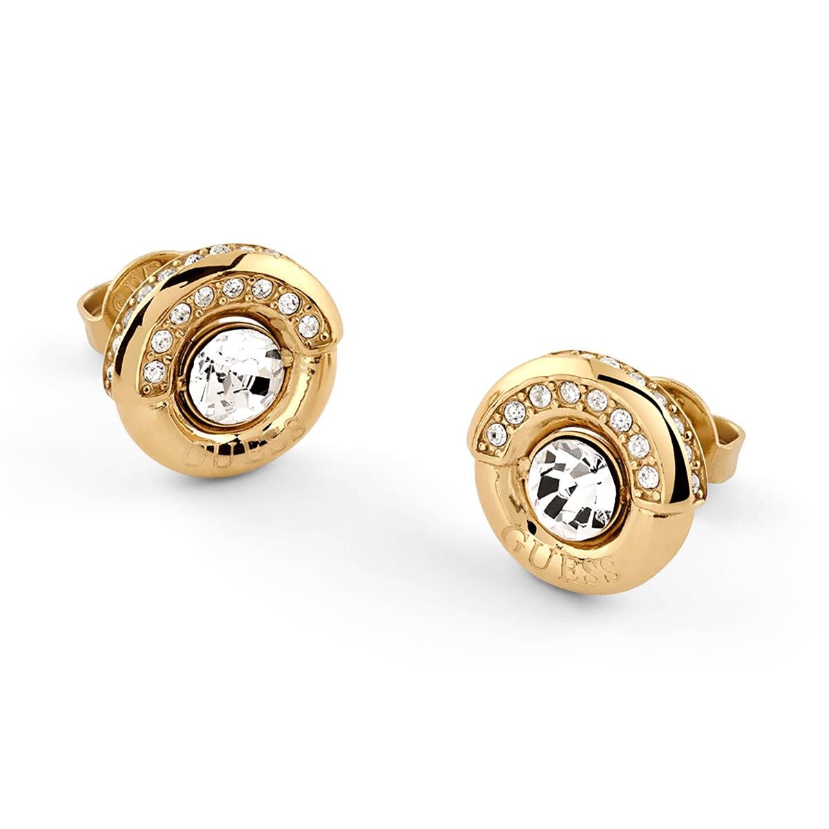 Guess Paar Ohrstecker Damen-Coin Pave Goldfarben