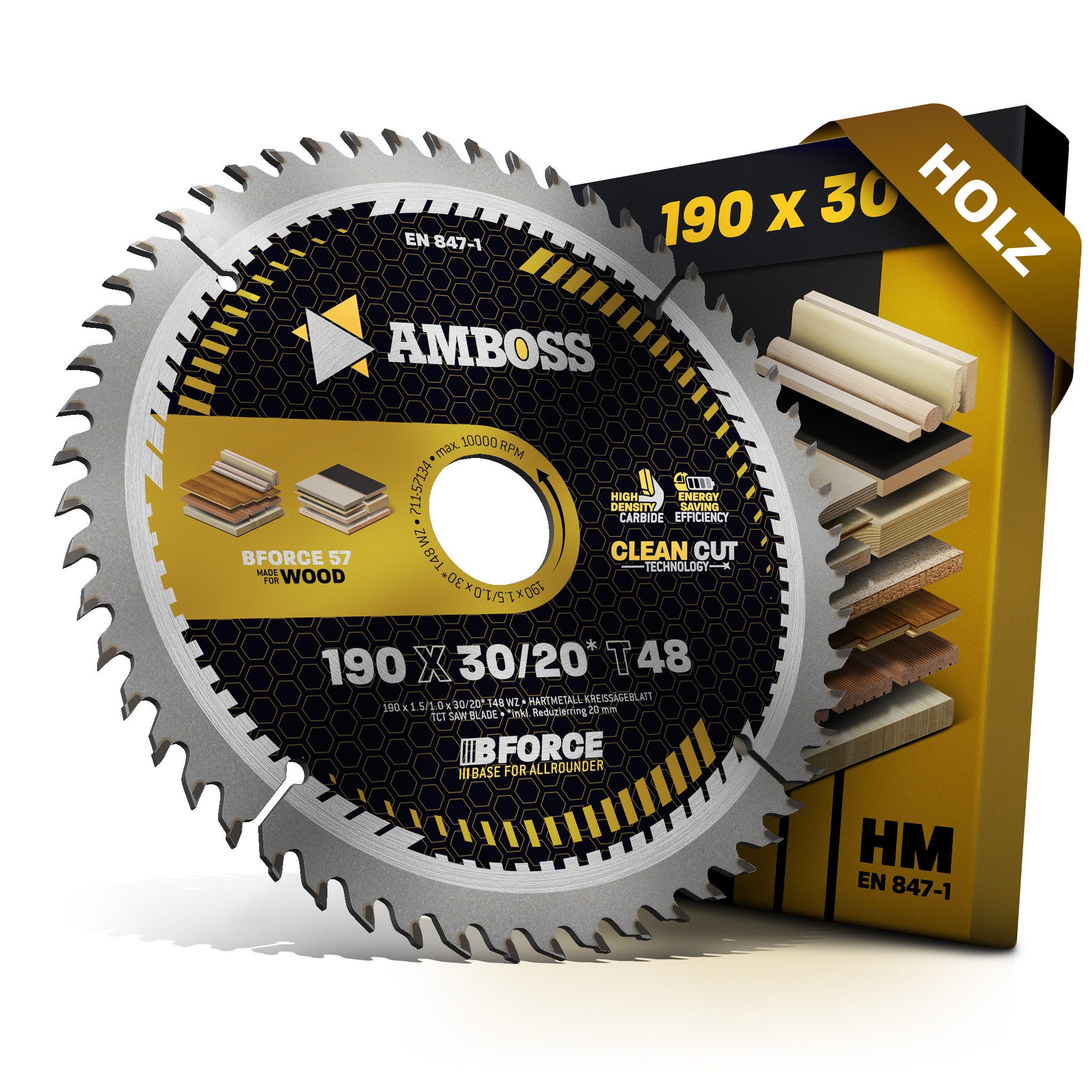 Amboss Werkzeuge Kreissägeblatt HM Kreissägeblatt - 190 x 1.8/1.2 x 30 Z48 WZ