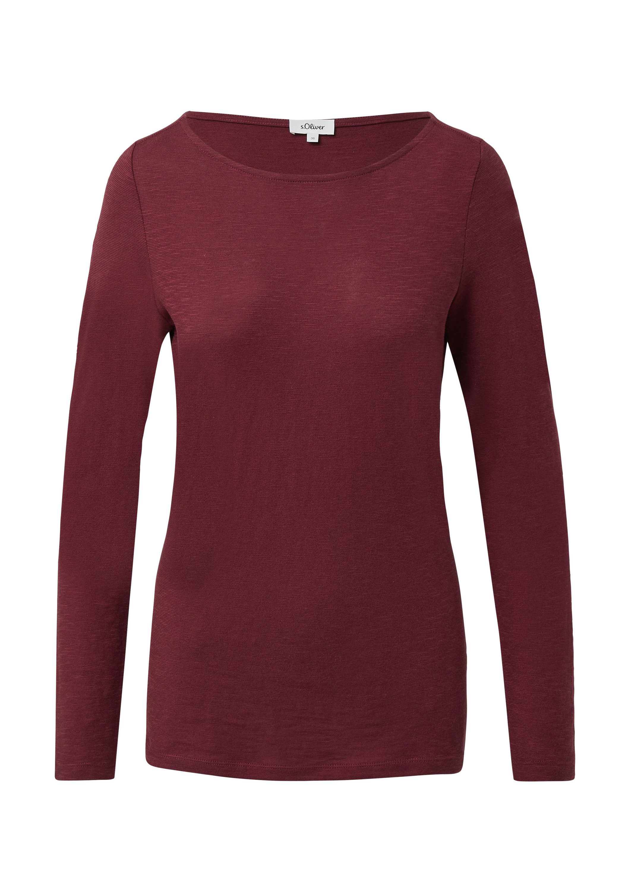 s.Oliver Langarmshirt T-Shirt Slim-Fit-Longsleeve aus Baumwollslub mit U-Bo günstig online kaufen