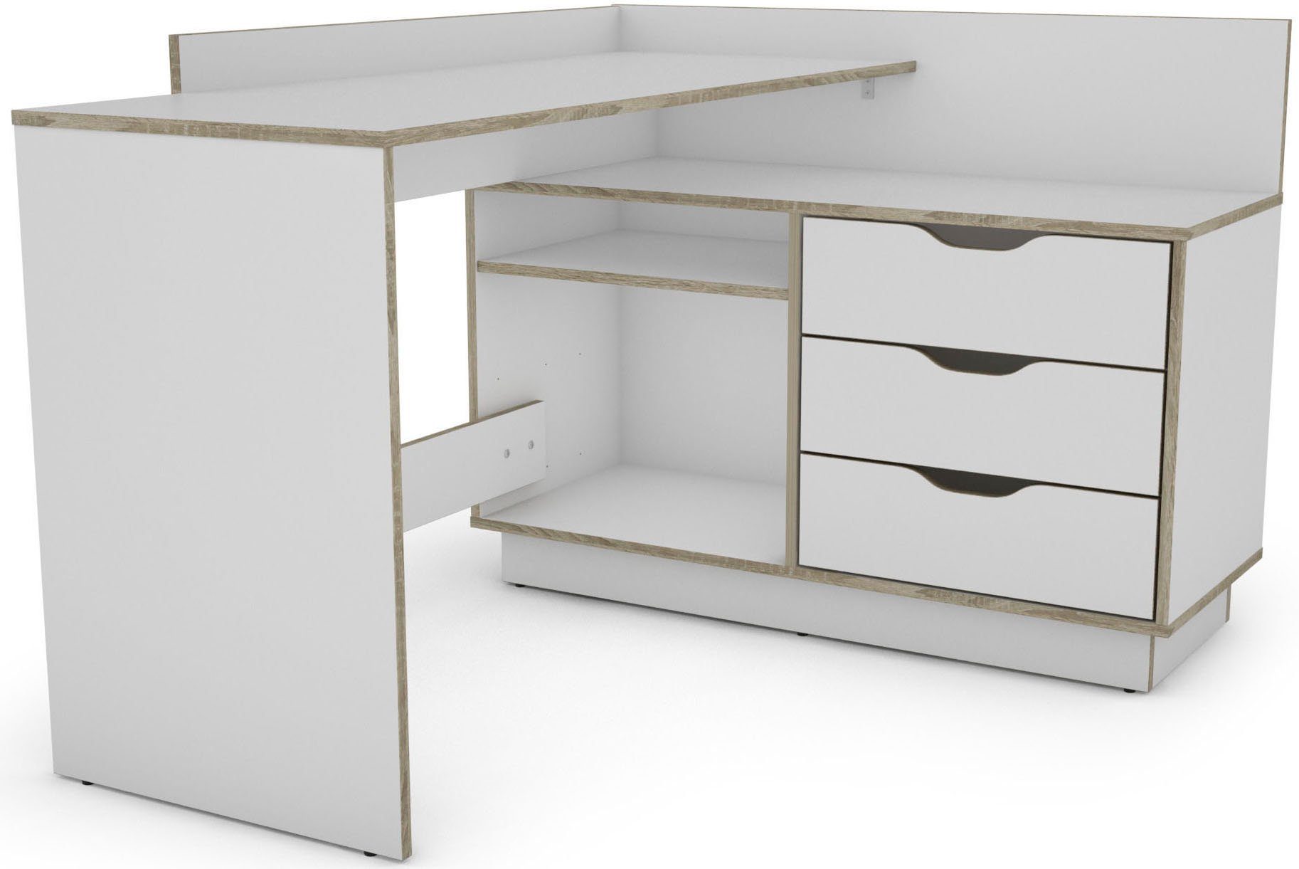 OTTO home Eckschreibtisch Bexley, mit viel Stauraum, Breite 129 cm, rechts oder links montierbar – Bild 4 von 5