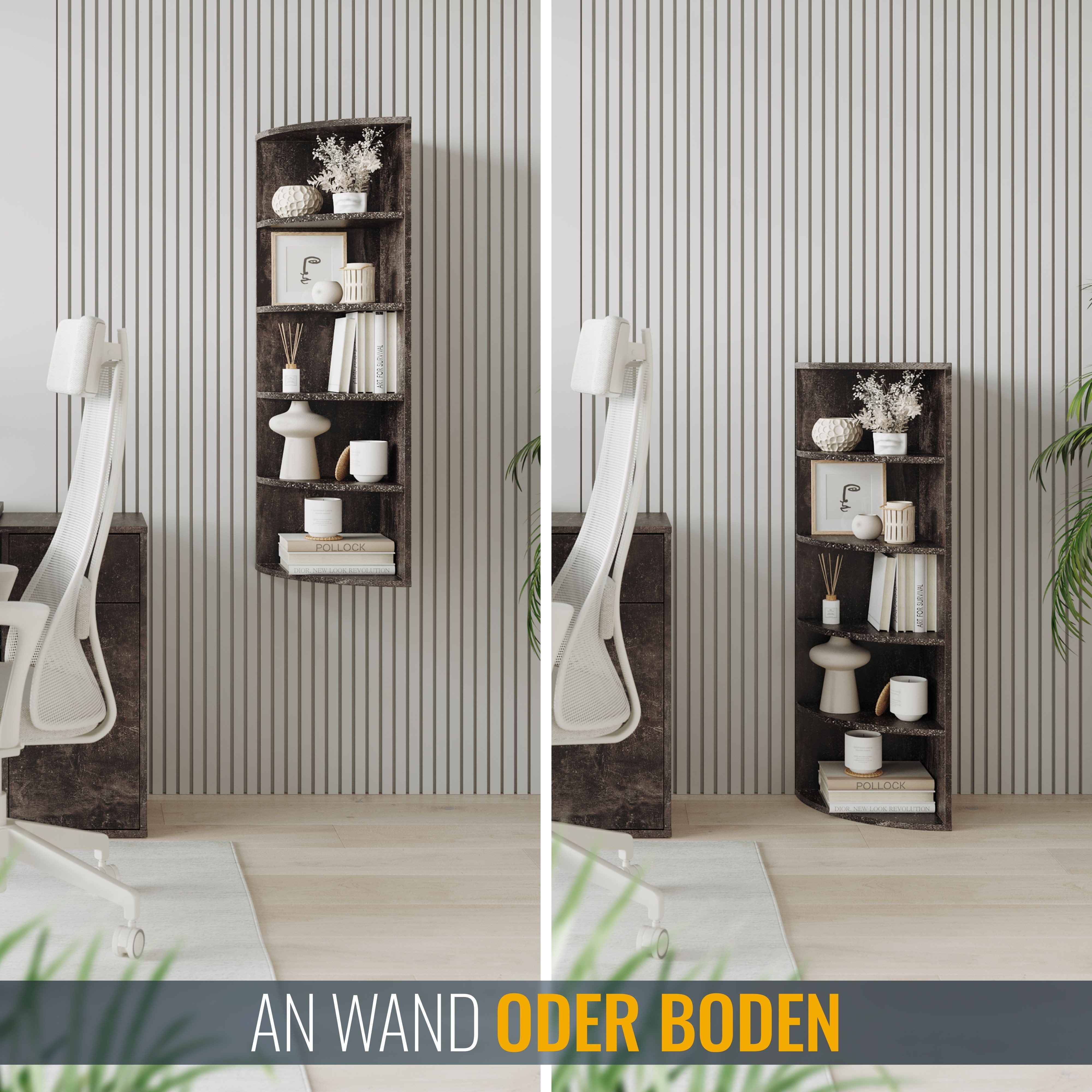 RICOO Eckregal WM059-BG, 1-tlg., Standregal Ecke Wandregal Wandboard CD Regal Bücherregal Dekoregal