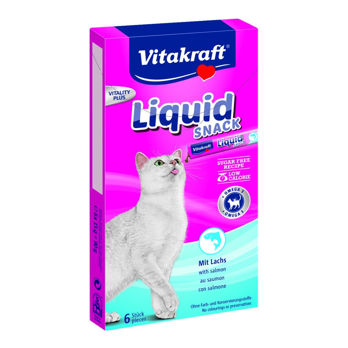 Vitakraft Katzensnack Cat Liquid Snack Lachs, 90g, Snack für: Katzen von Vitakraft