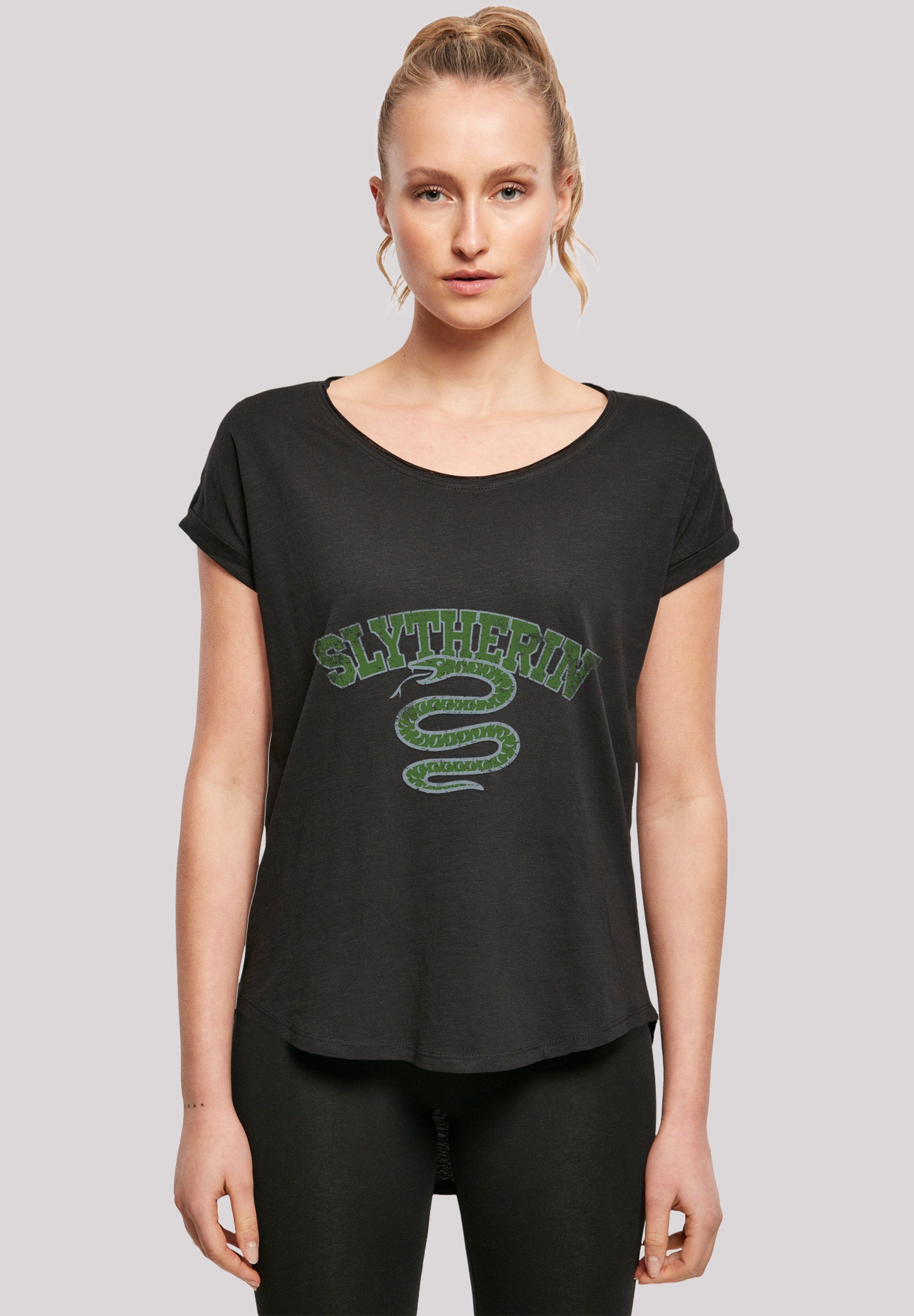 F4NT4STIC T-Shirt Harry Potter Slytherin Sport Wappen Print, Hinten extra  lang geschnittenes Damen T-Shirt