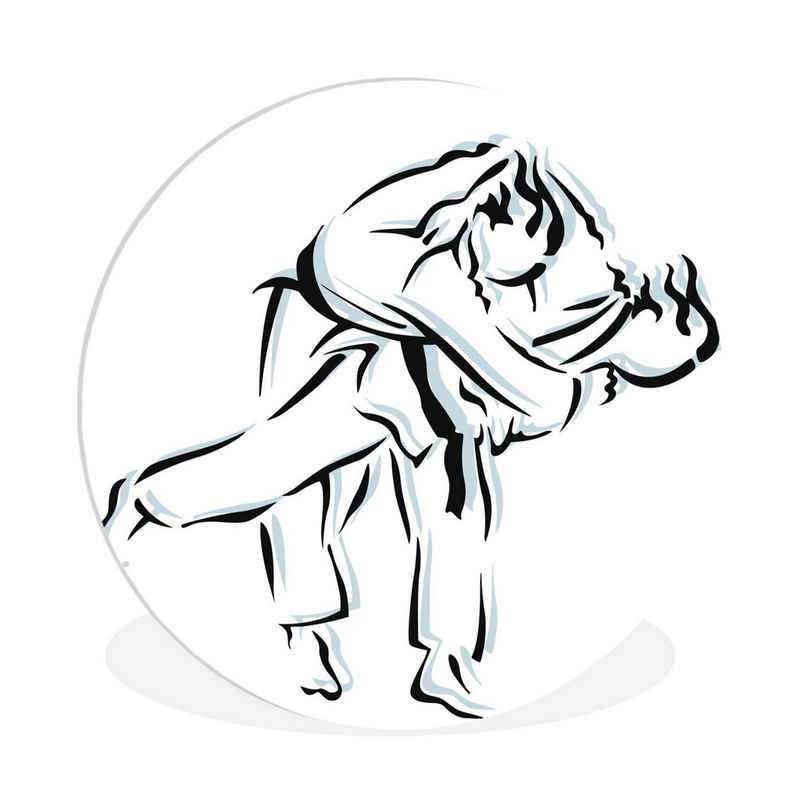 MuchoWow Gemälde Eine Illustration von drei verschiedenen Situationen im Judo, (1 St), Kreis Wanddekoration Forex, Rundes Wandbild, Wohnzimmer, 30x30 cm