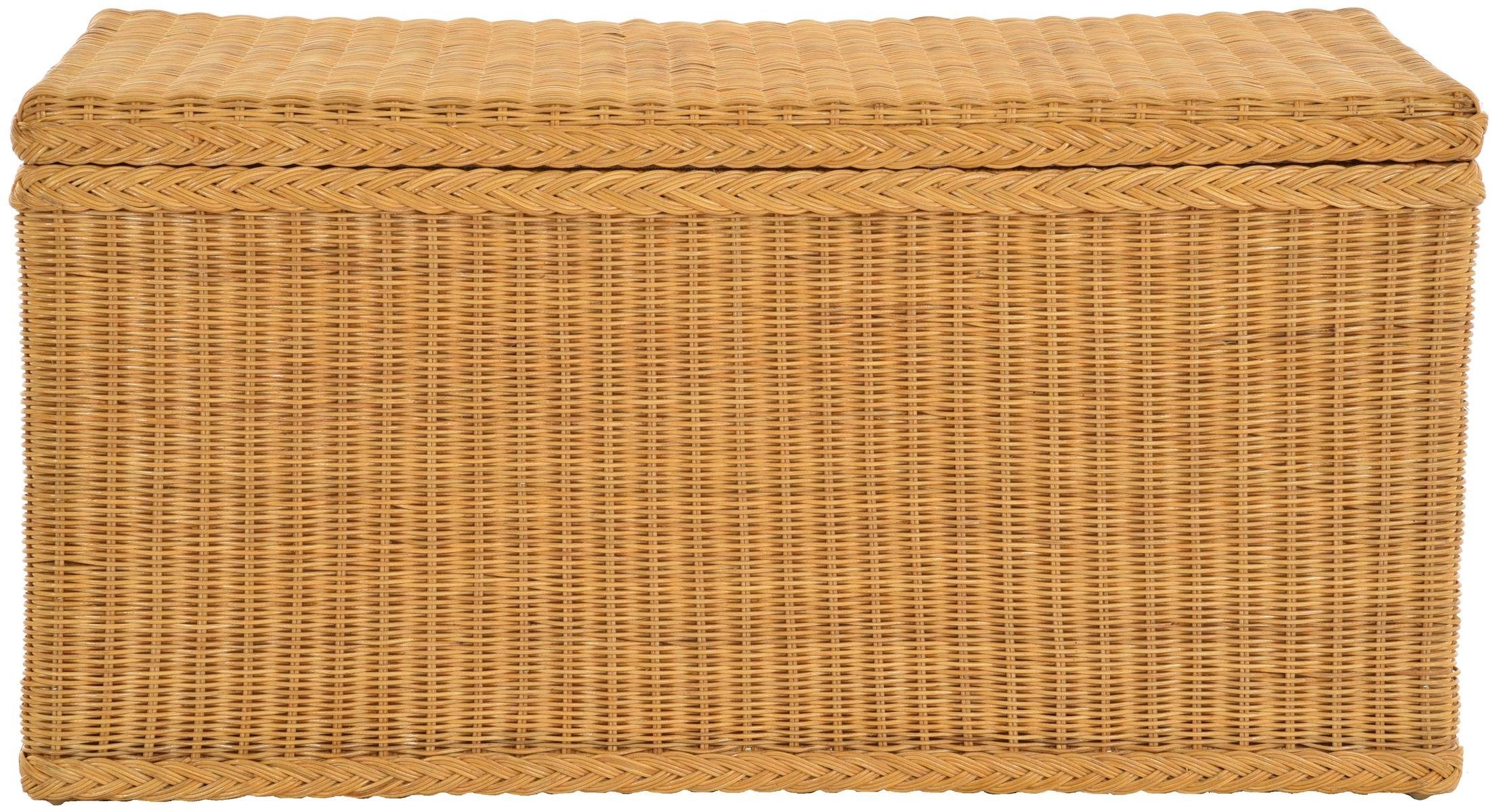 Aufbewahrung Rattantruhe Stauraum Natur Krines Wäschetruhe Home Große Honig Deckel 100x50x50, mit Rattan viel Truhe Groß XL Truhe