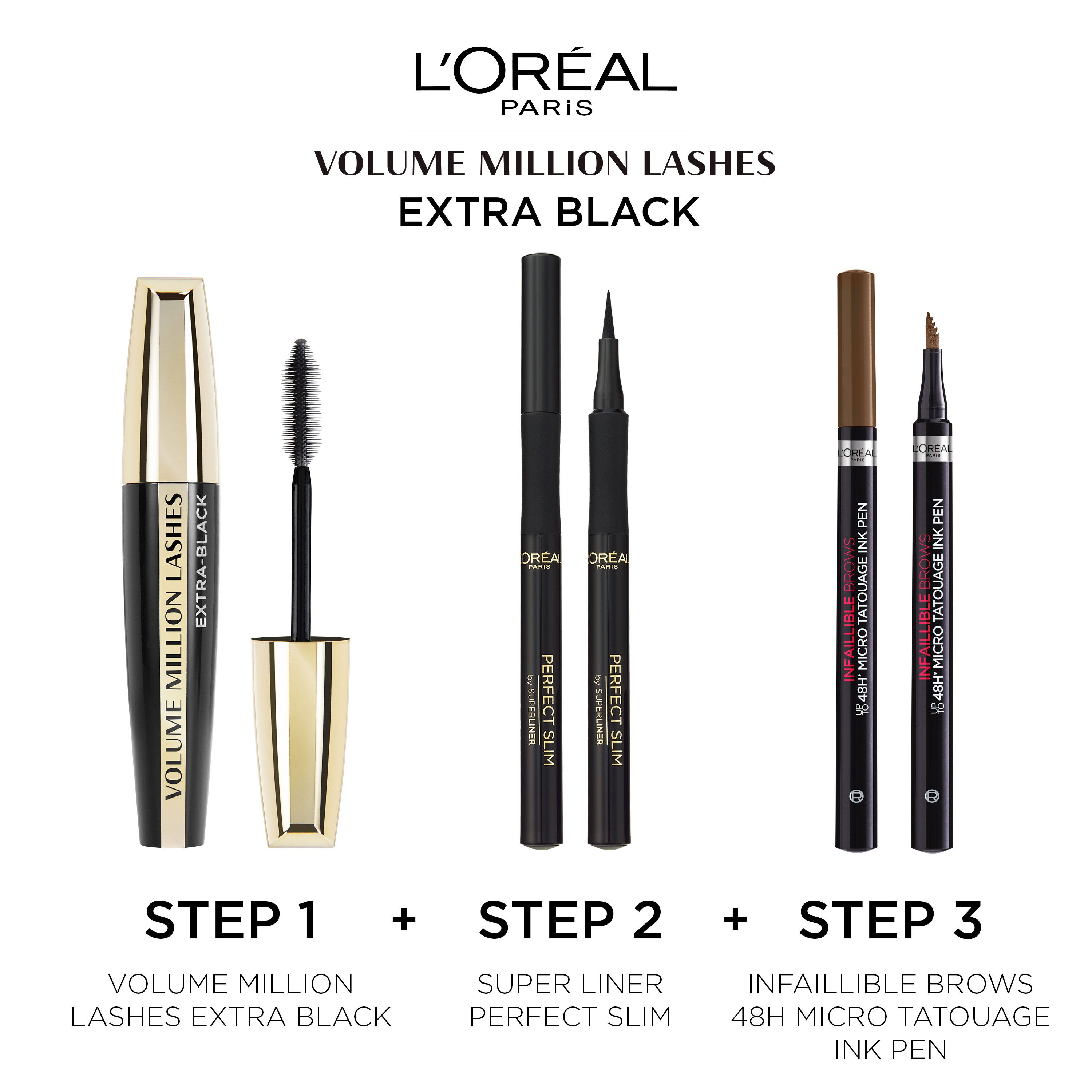 L'ORÉAL PARIS Mascara VOLUME MILLION LASHES MASCARA, mit ultra-präziser Bürste