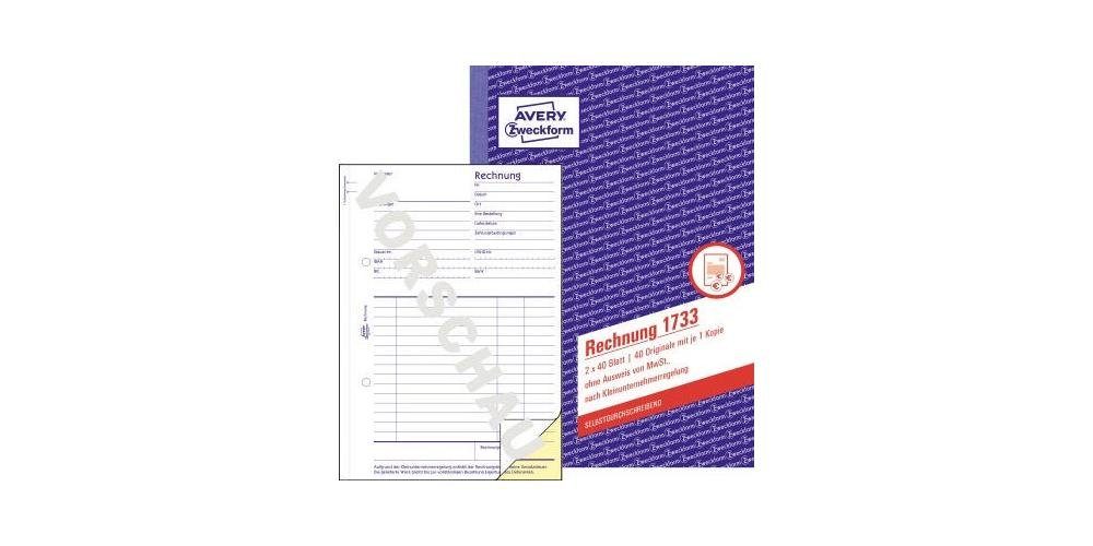 Avery Zweckform Formularblock Rechnung Formular Papierformat: DIN A5 Anzahl der Durchschläge: 1 Durchschlag