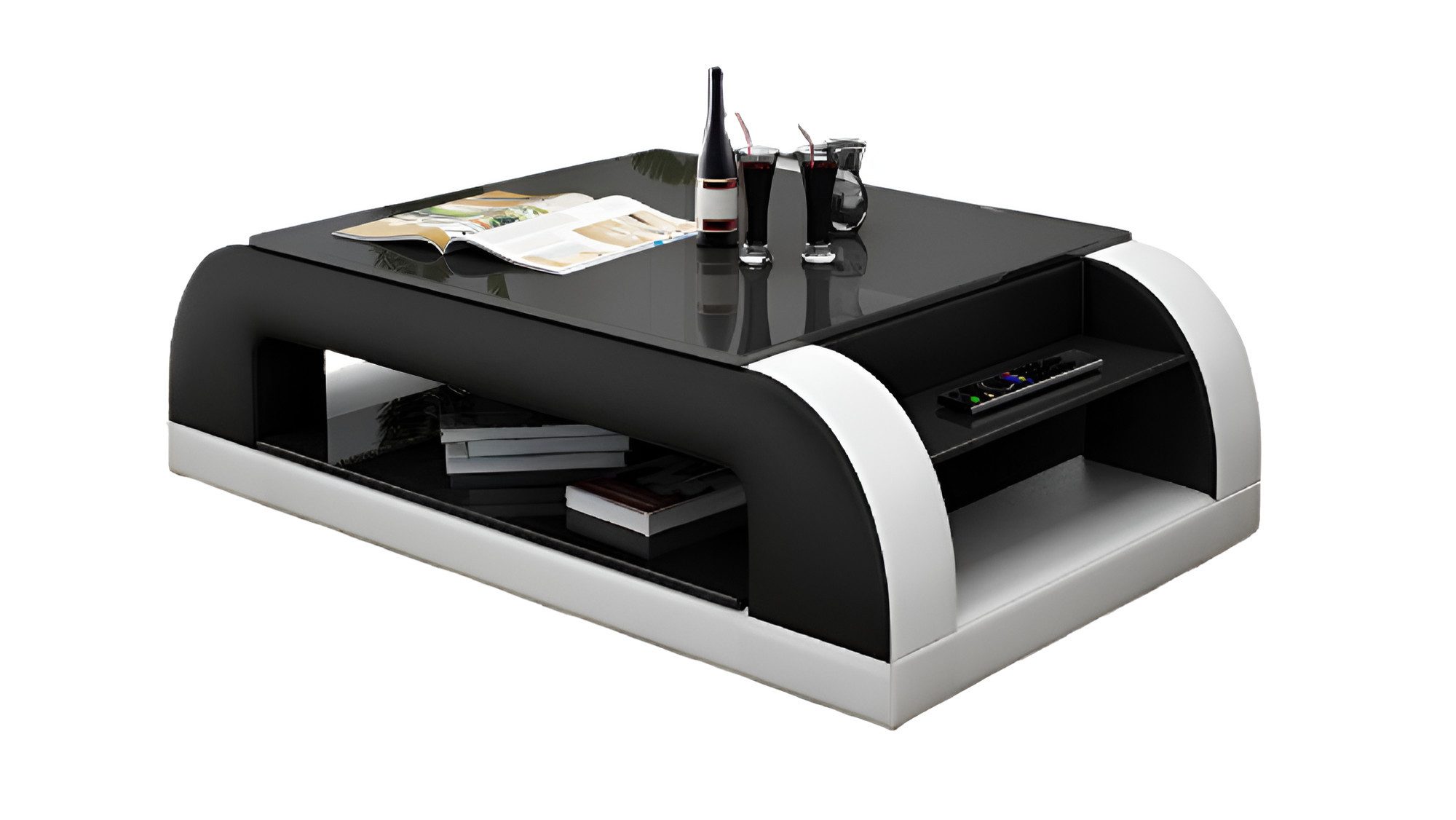Xlmoebel Couchtisch Glas-Beistelltisch mit modernem Design und Metallgestell CT9012 (1-St., Couchtisch CT9012), Hergestellt in Europa
