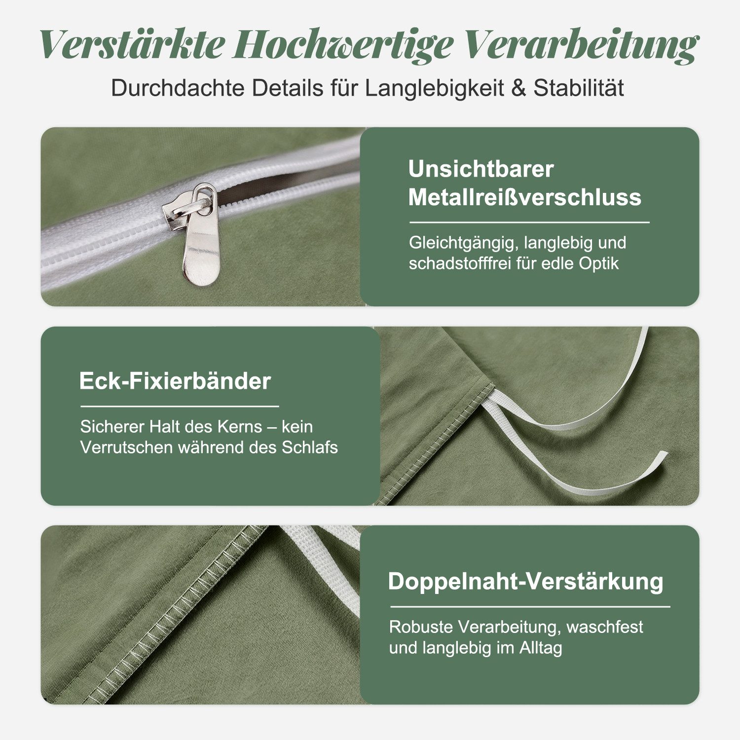 Lexzurn Bettwäsche Bettwäsche 135x200/155x220/200x200 bügelfrei Bettbezug Set, 3 teilig, mit Reißverschluss, Polycotton recycelt, sehr weich