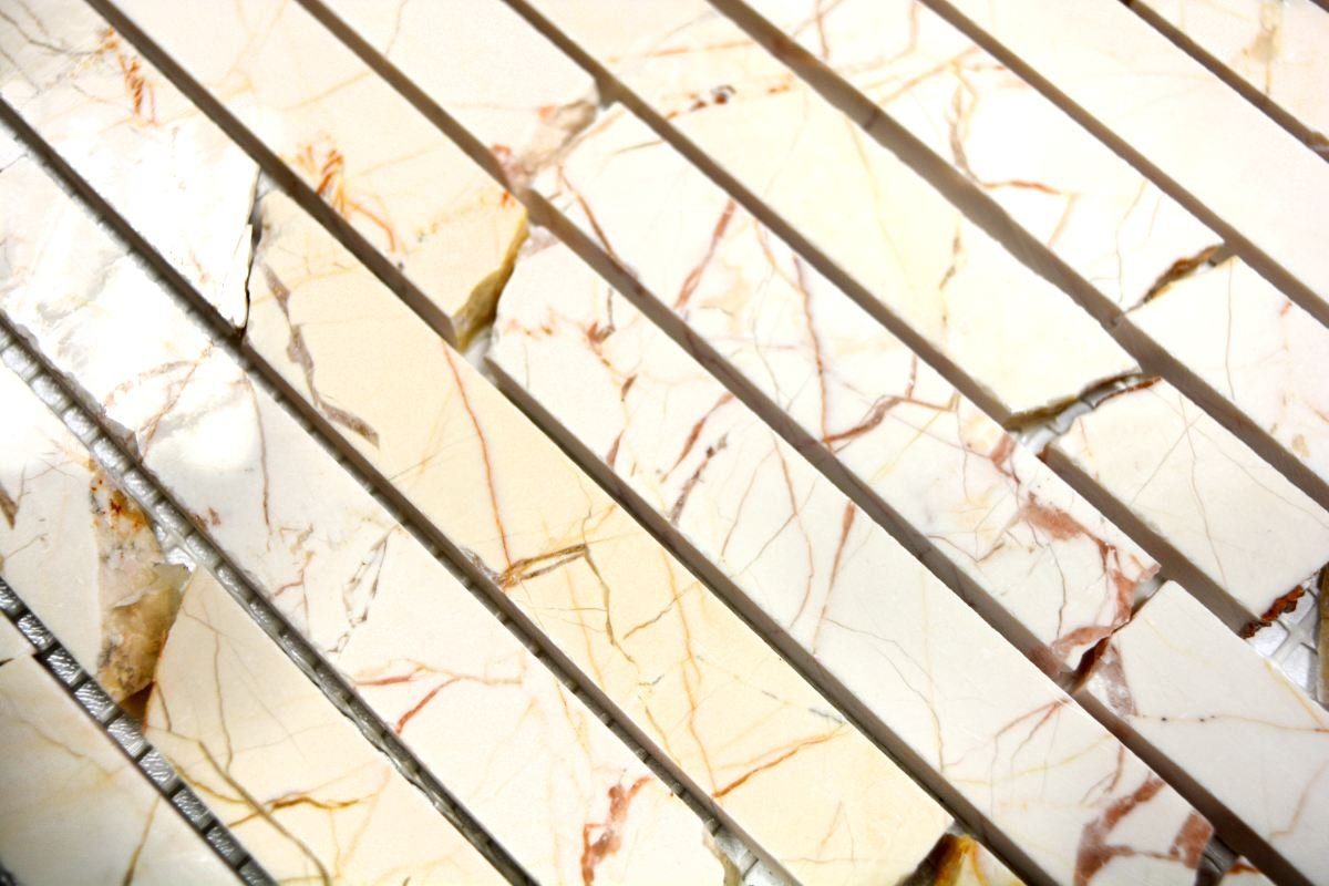 Mosaikfliesen / Mosani 10 poliert golden cream Marmormosaik Matten Mosaikfliesen